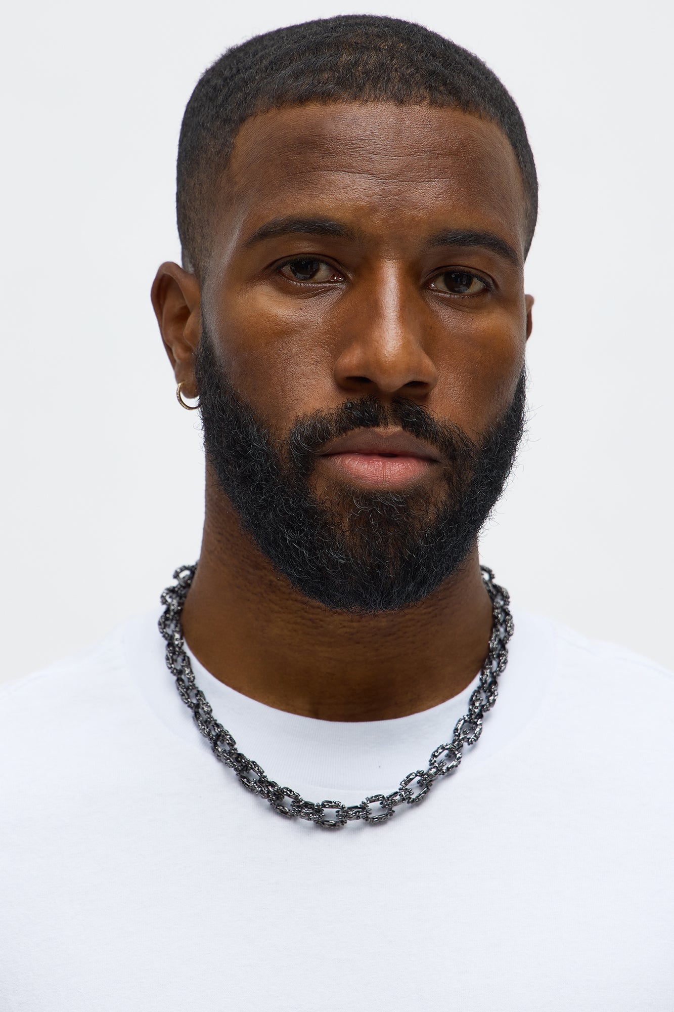 Obsidian Textured Cuban Chain Necklace - Gunmetal