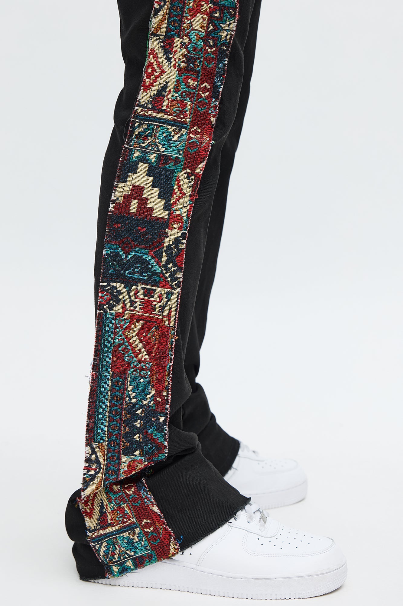 Stacked Slim Flare Hit The Side With Tapestry Jeans - Black