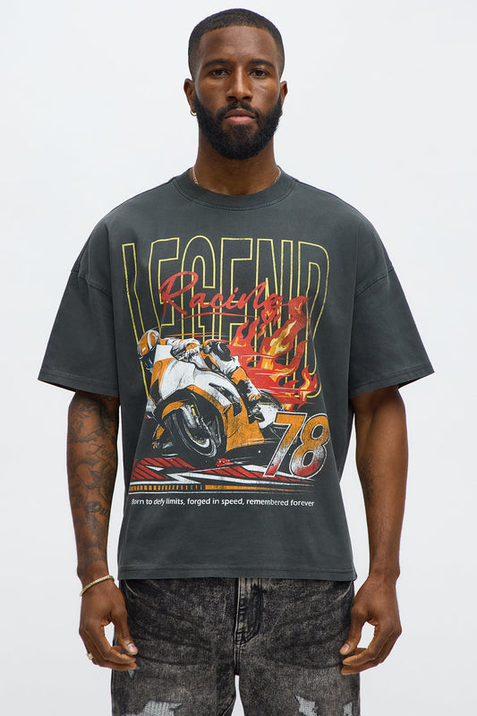 Legend Racing Oversized Short Sleeve Tee - Black Wash