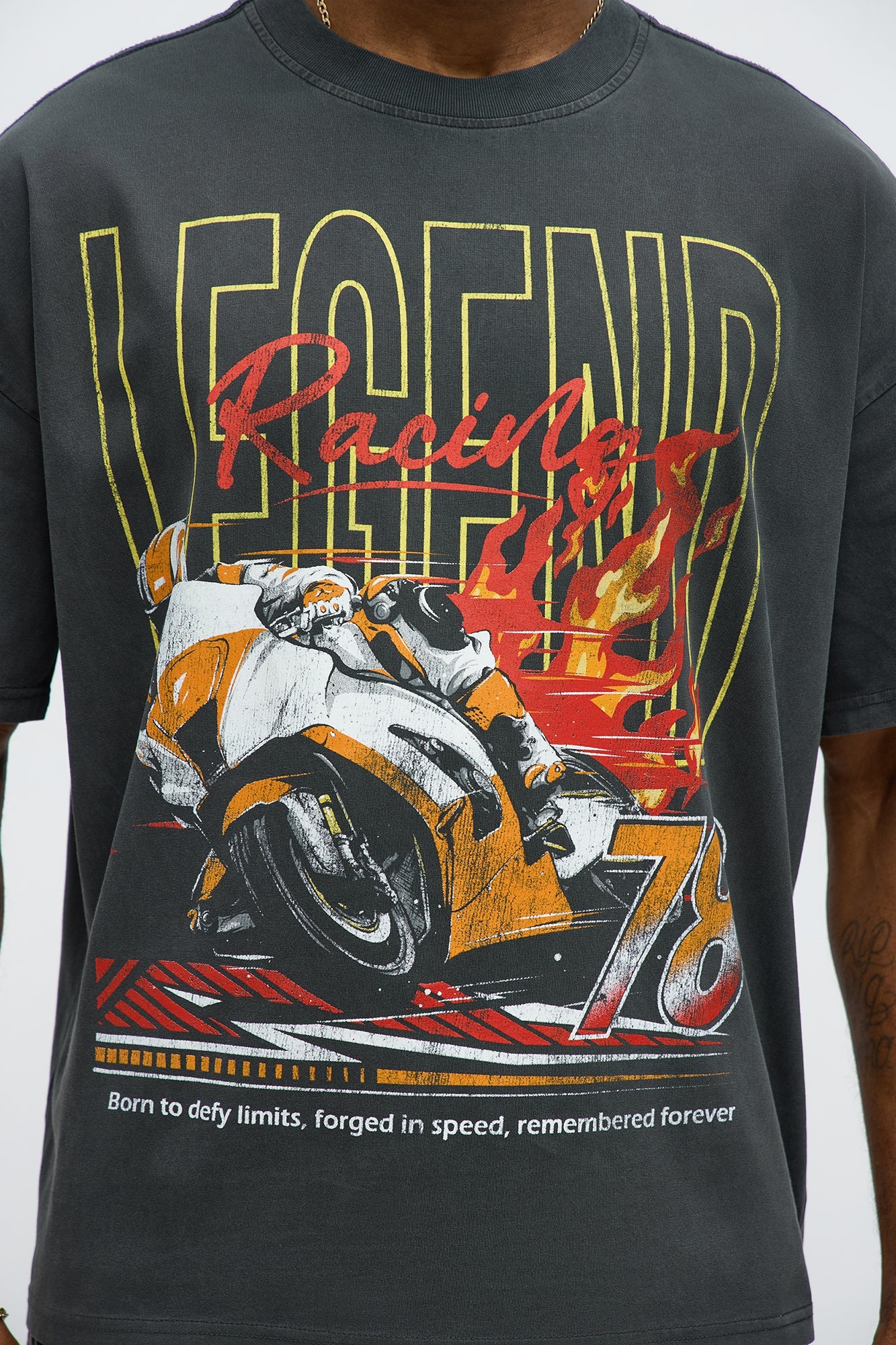 Legend Racing Oversized Short Sleeve Tee - Black Wash