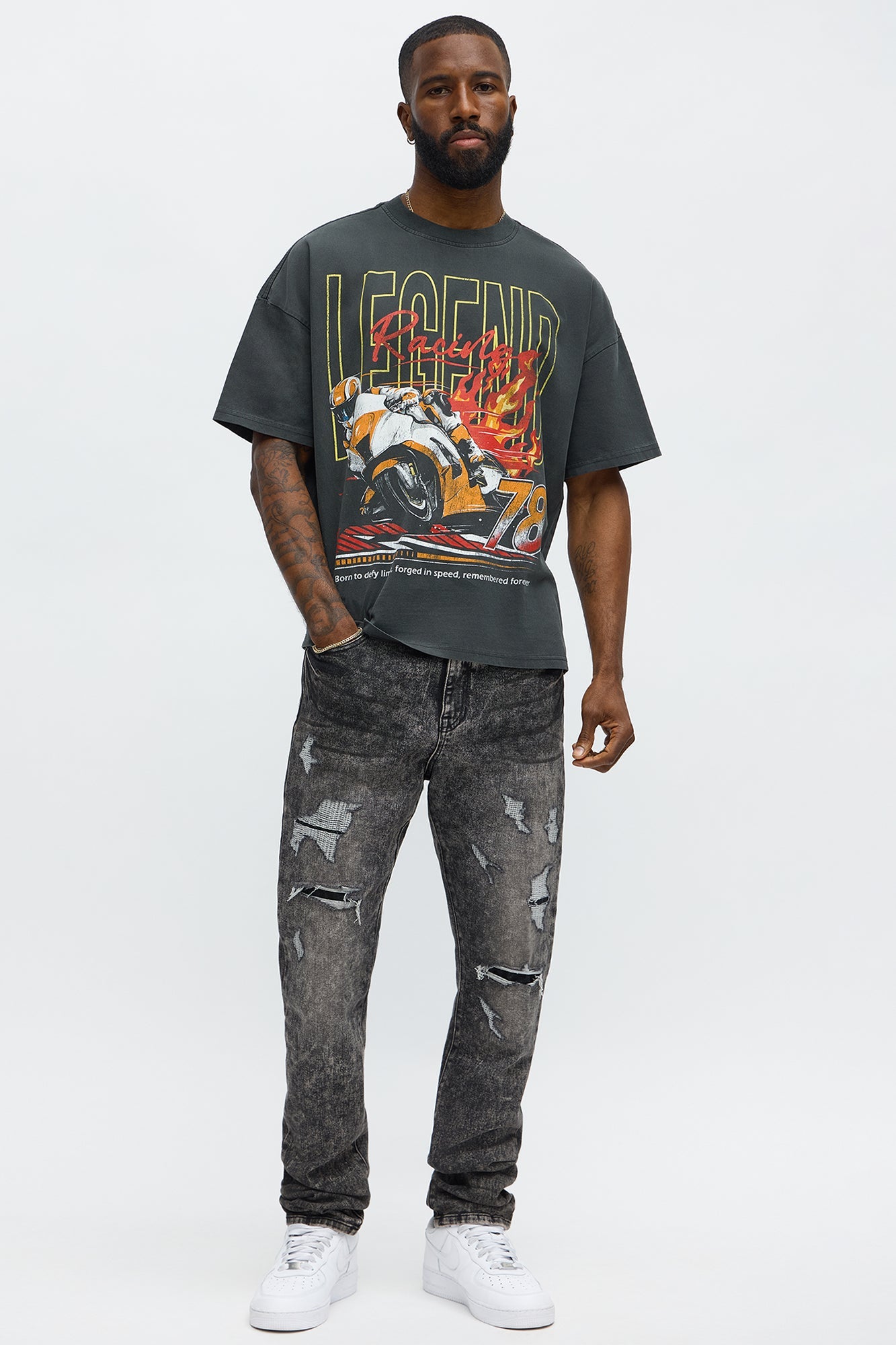 Stacked Skinny Bet Rip And Repair Jean - Grey