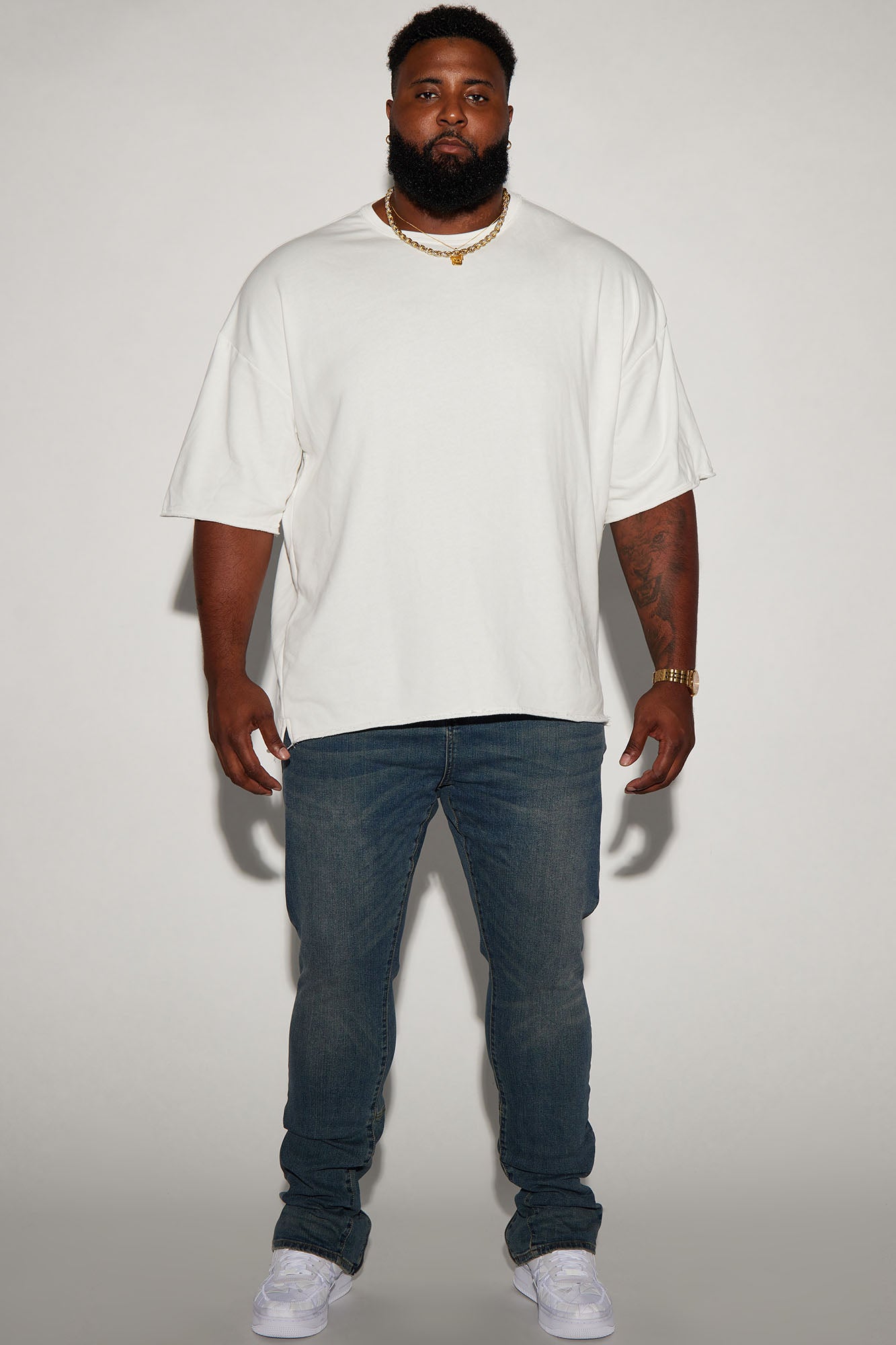 Drop Top Back Zip Stacked Skinny Jeans - Vintage Blue Wash