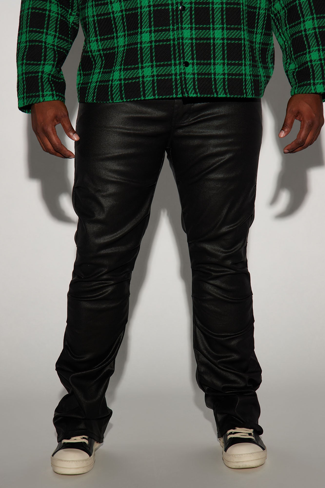 Live Wire Waxed Pleat Skinny Flare Pants - Black