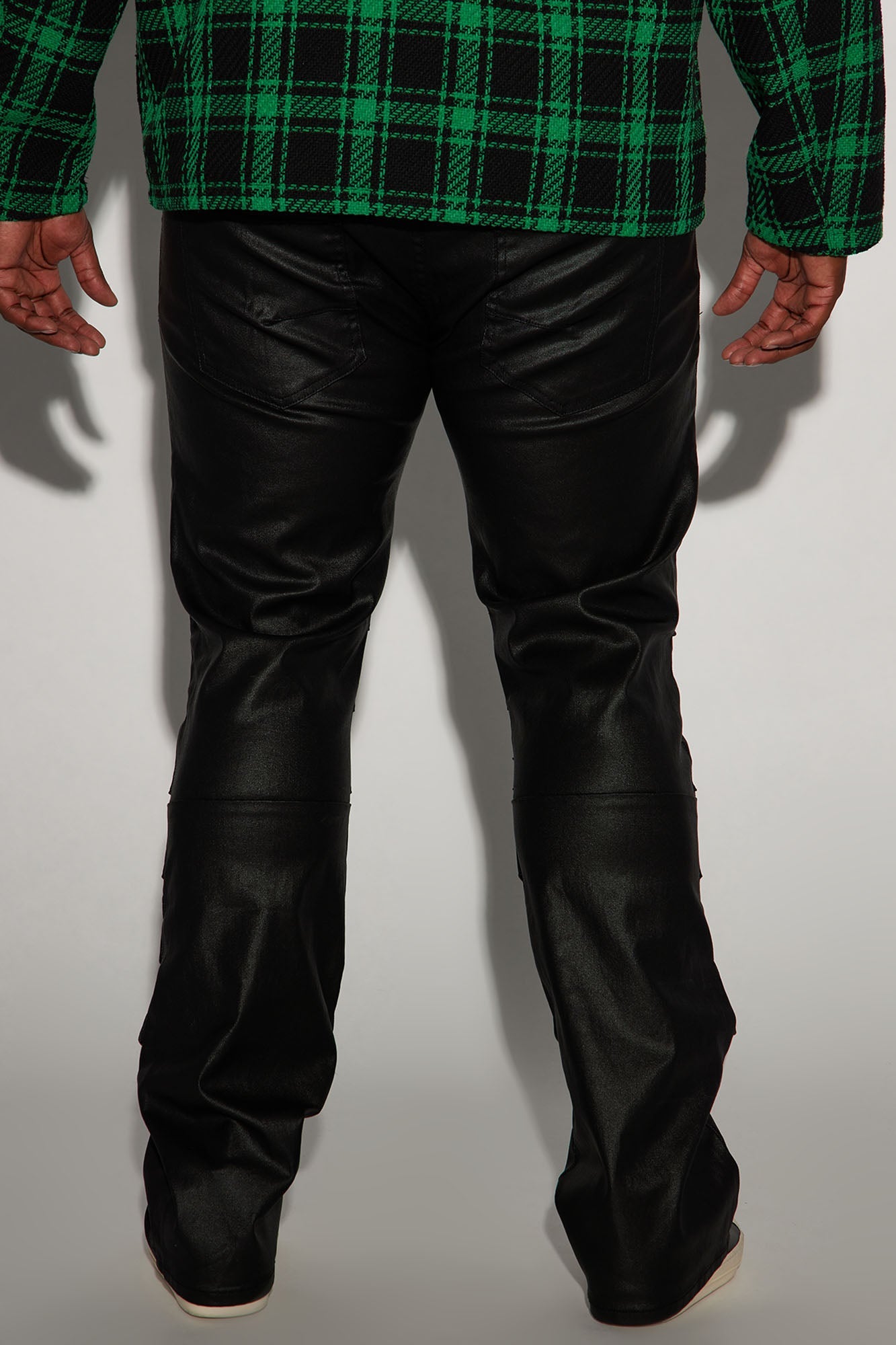 Live Wire Waxed Pleat Skinny Flare Pants - Black