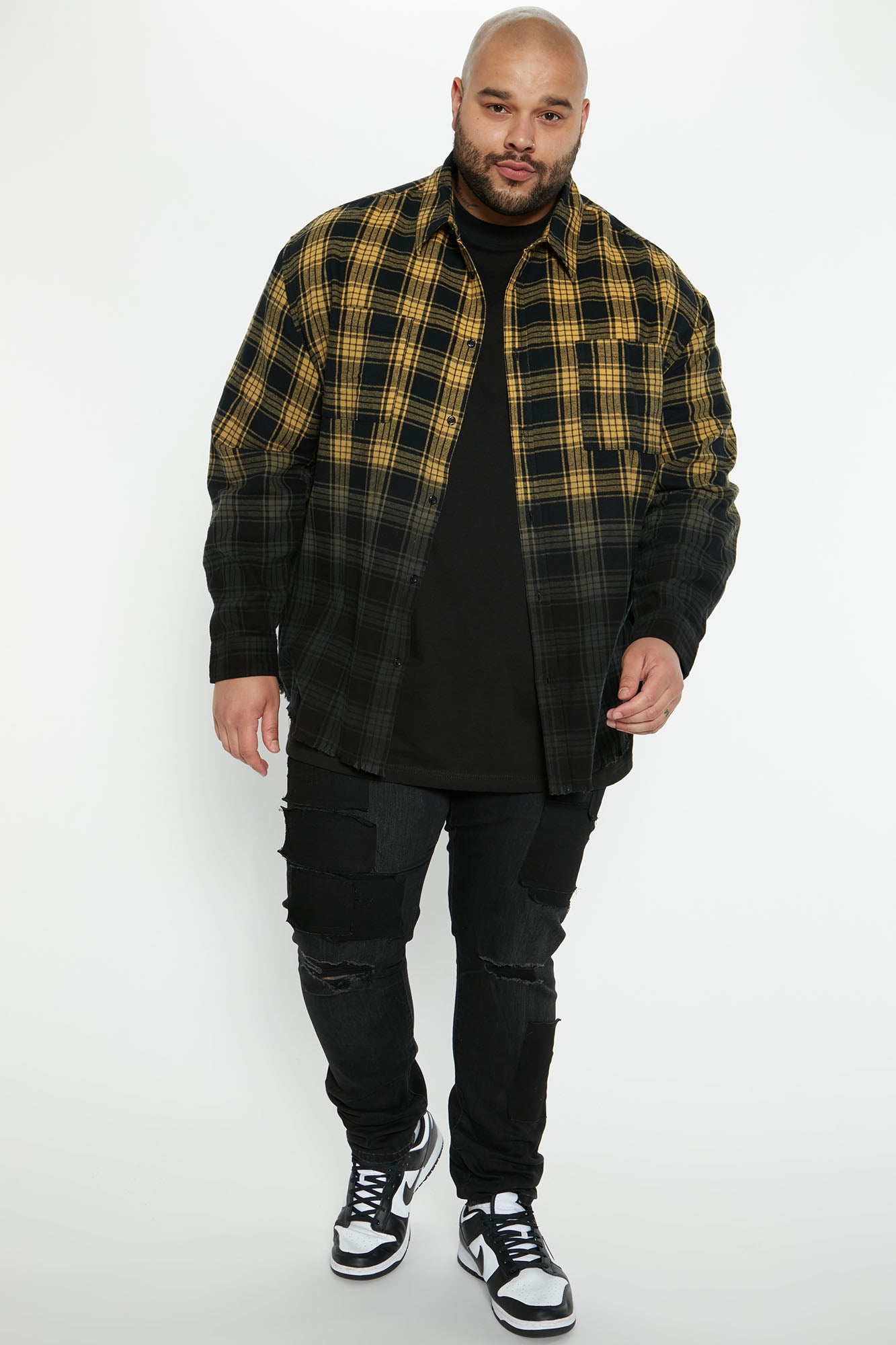 Sunset Dip Dye Flannel Shirt - Yellow/combo