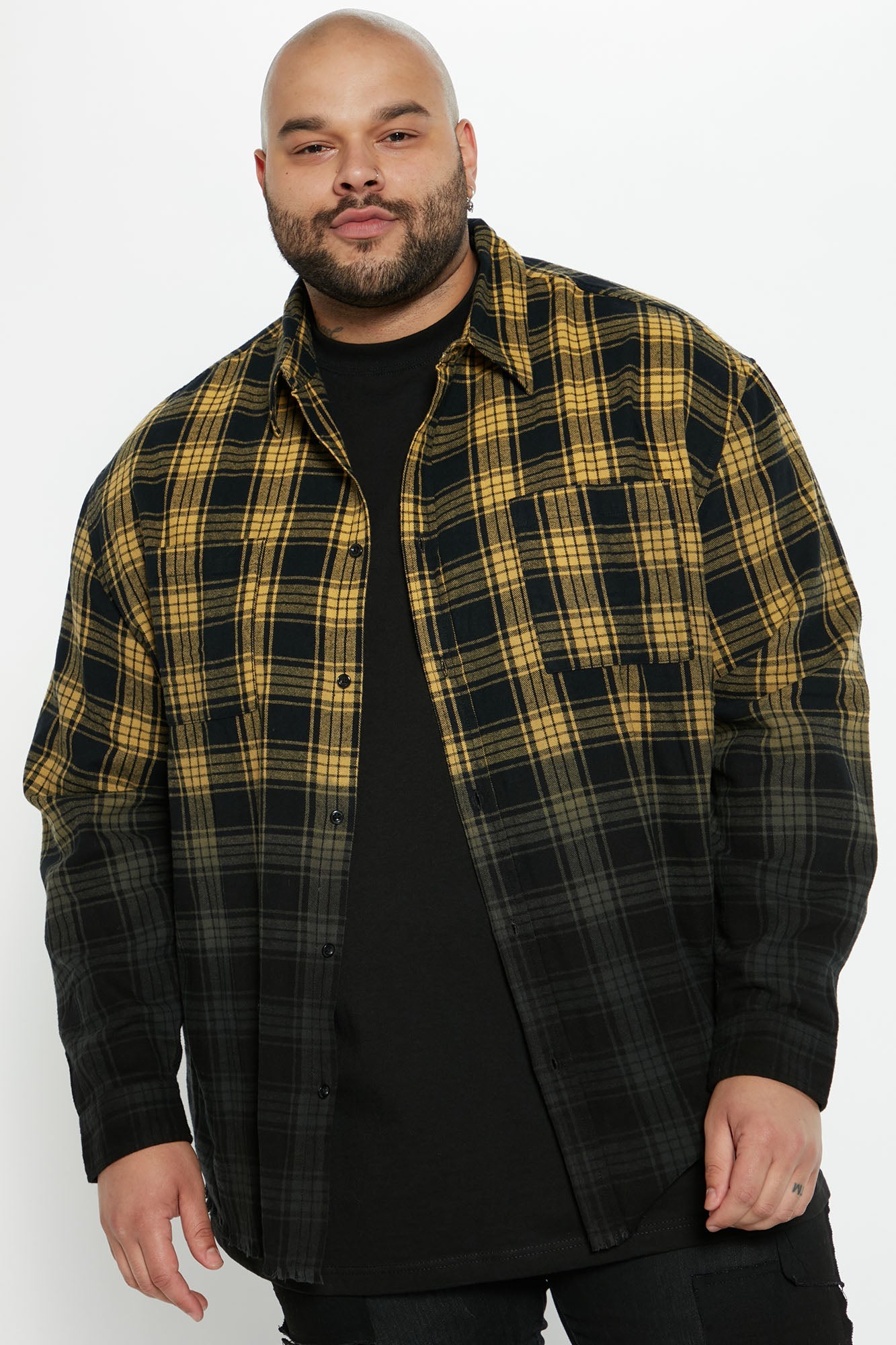 Sunset Dip Dye Flannel Shirt - Yellow/combo