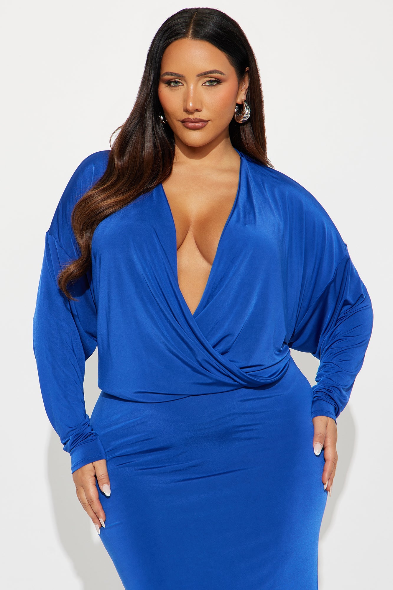 Best At It Long Sleeve Maxi Dress - Blue