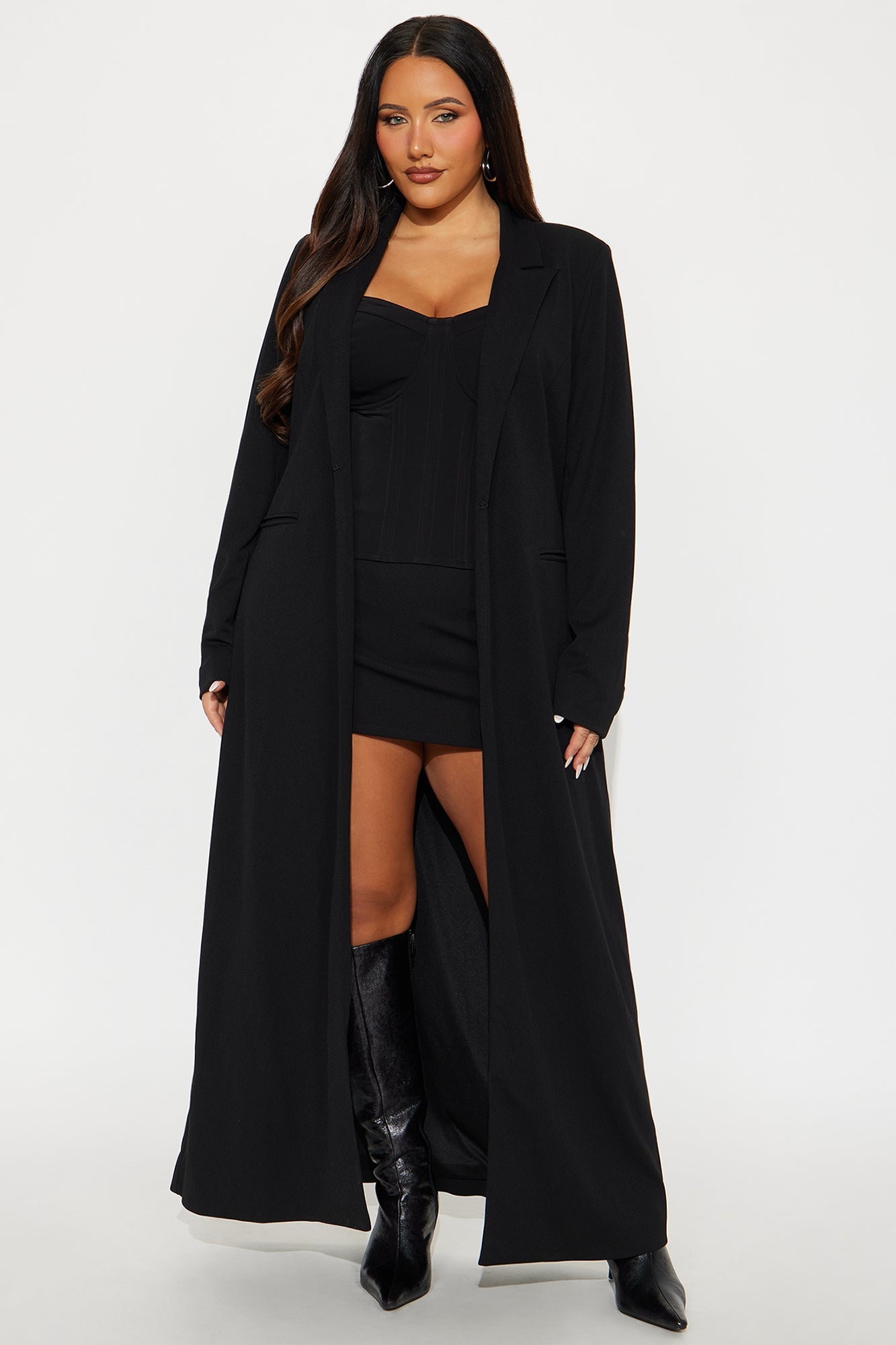 Feeling Regal Crepe Coat - Black