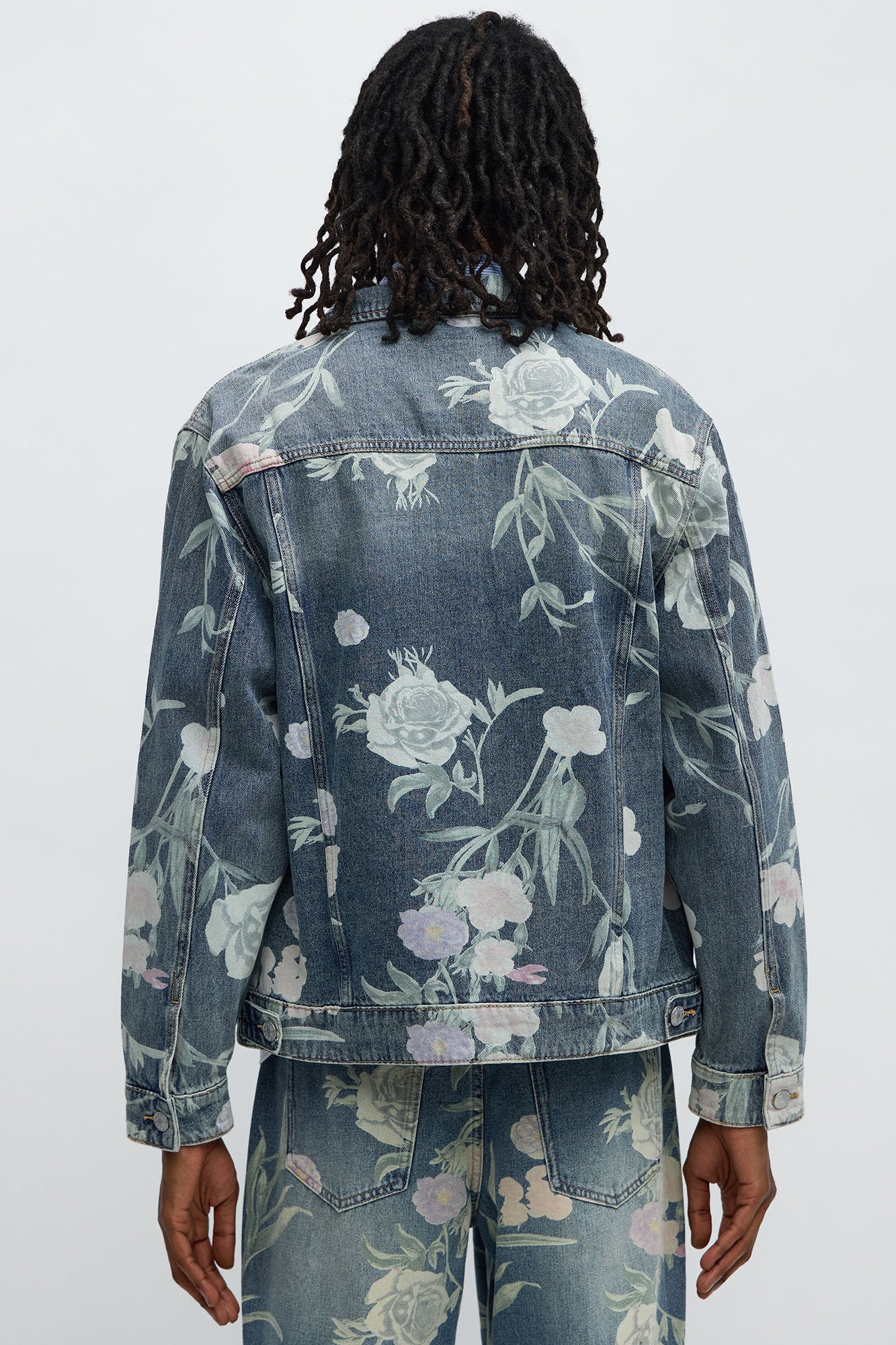 Fallen Roses Trucker Jacket - Medium Blue Wash