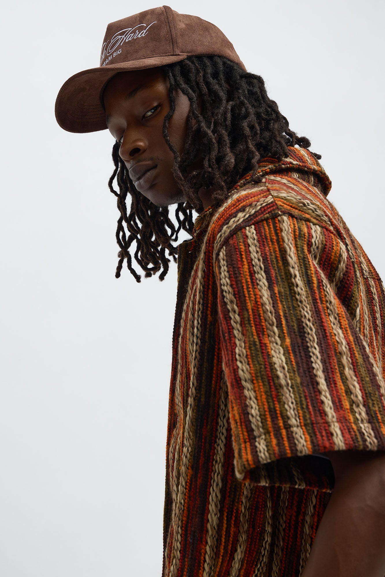 Melange Yarn Closed Closed Collar Short Sleeve Shirt - Brown/combo