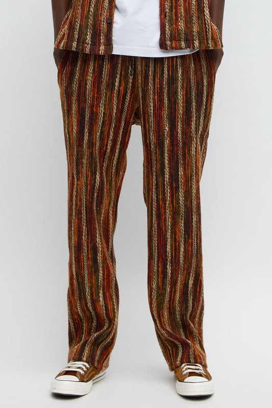Straight Melange Yarn Knit Pant - Brown/combo