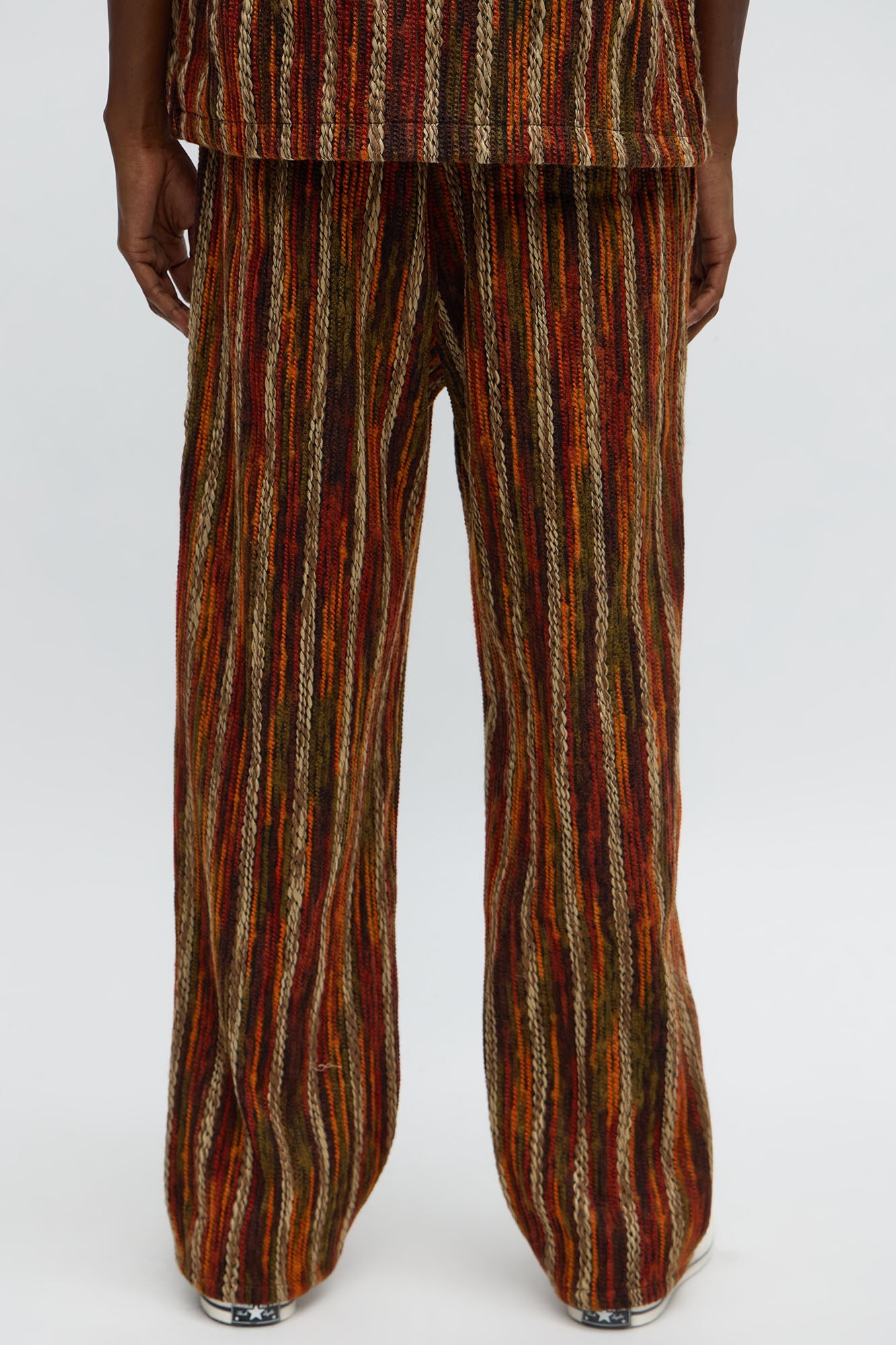 Straight Melange Yarn Knit Pant - Brown/combo