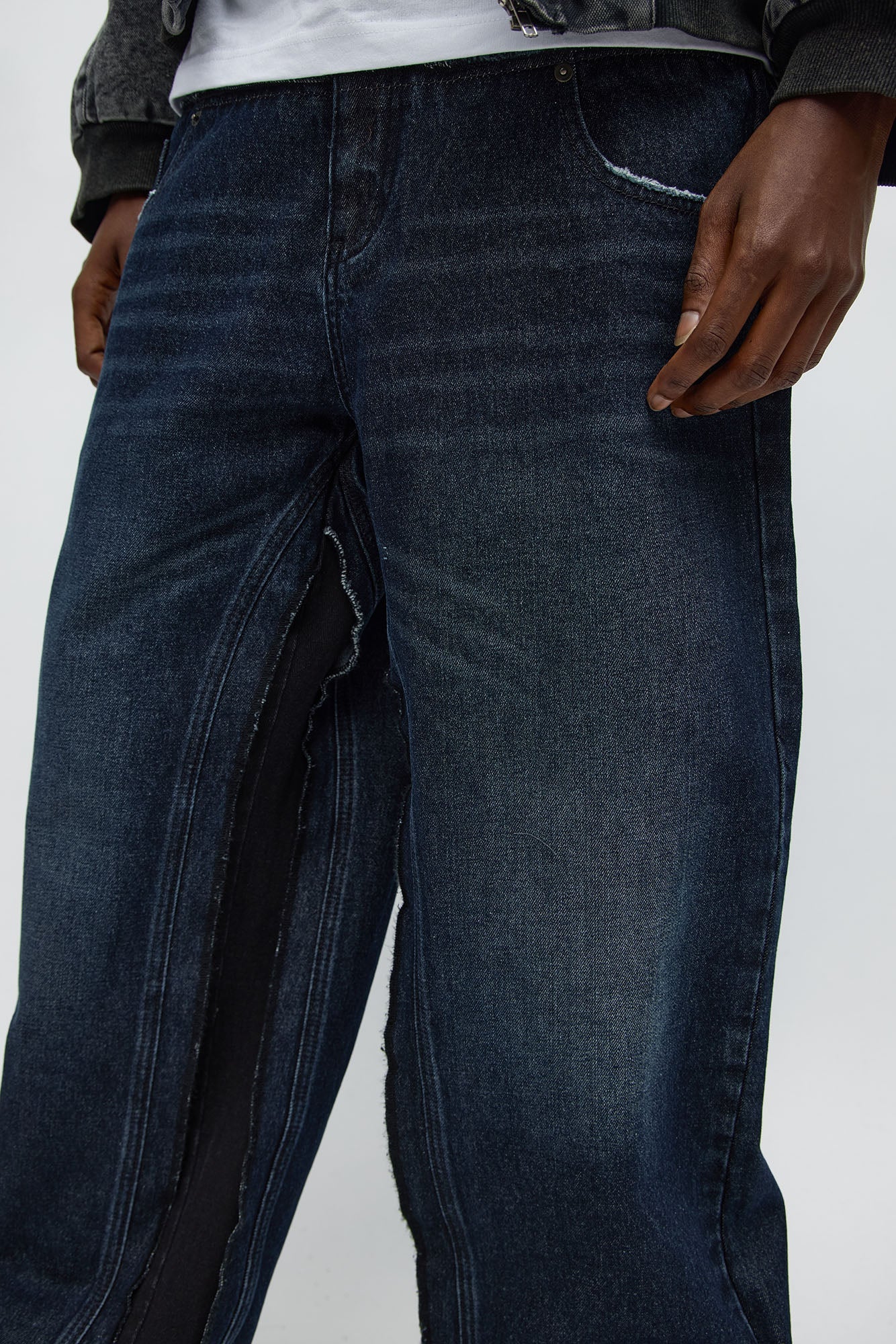 Baggy Double Waist Two Tone Jean - Indigo