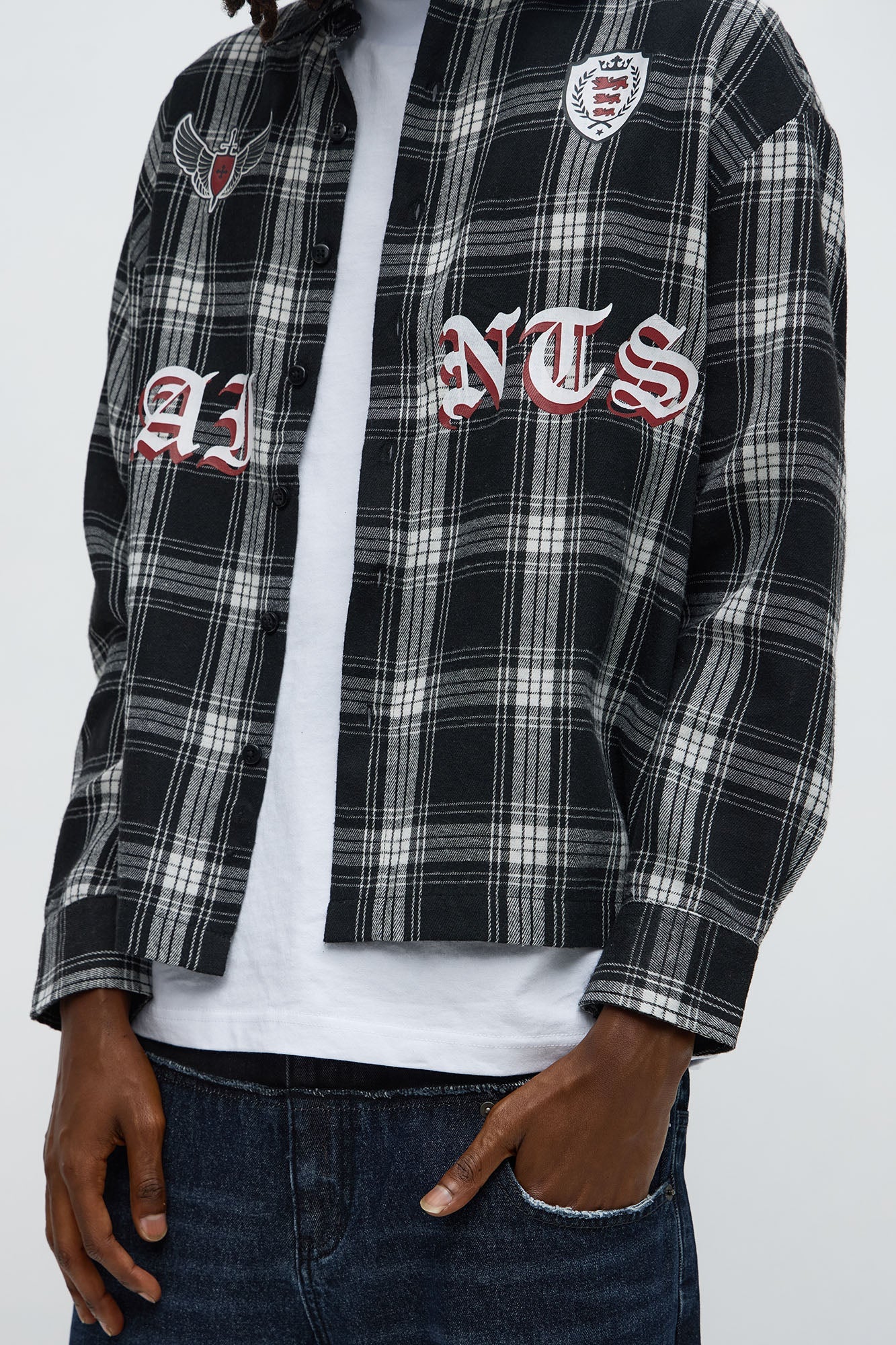 Saints Patched Up Printed Flannel - Black/White