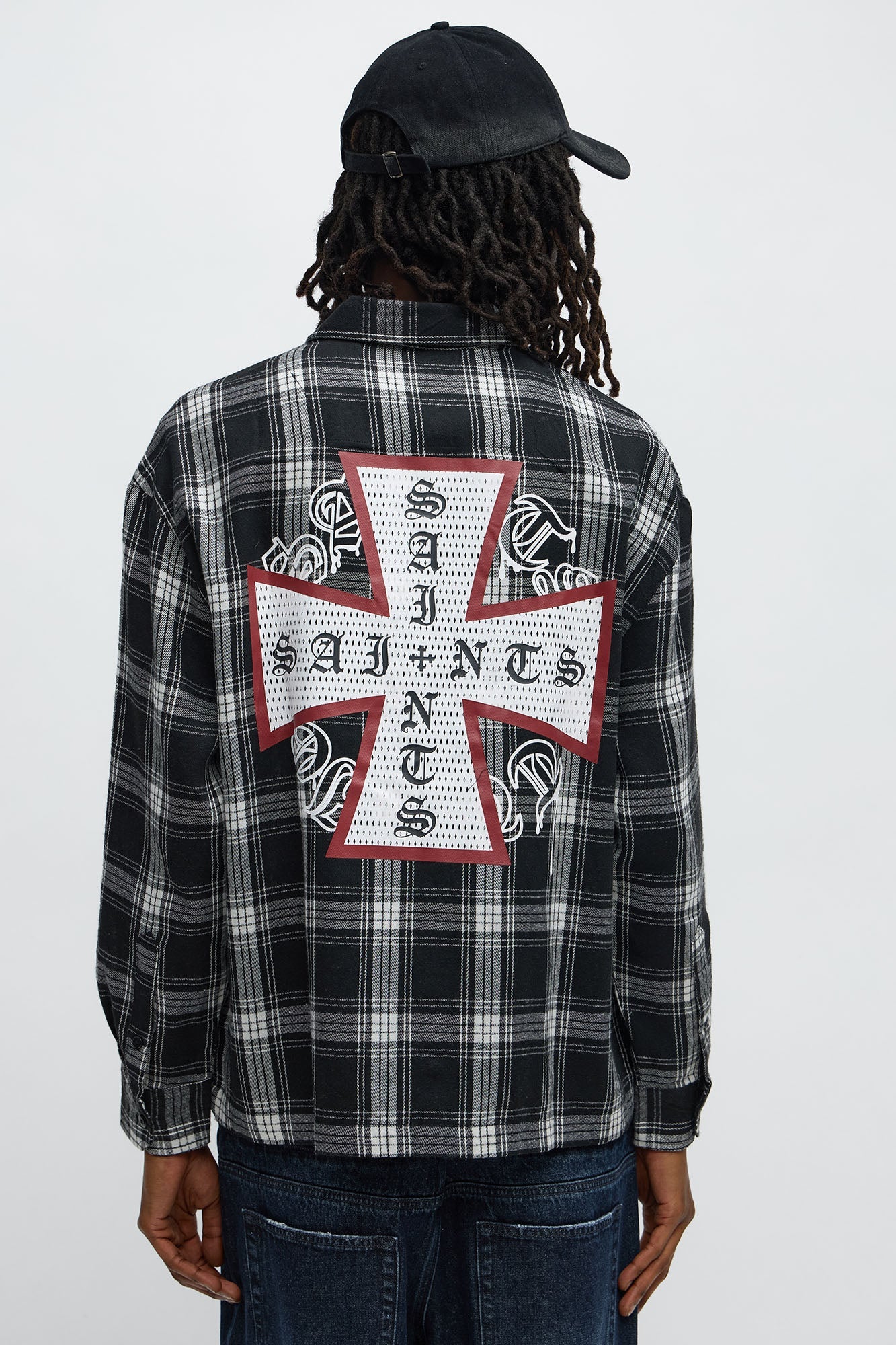 Saints Patched Up Printed Flannel - Black/White