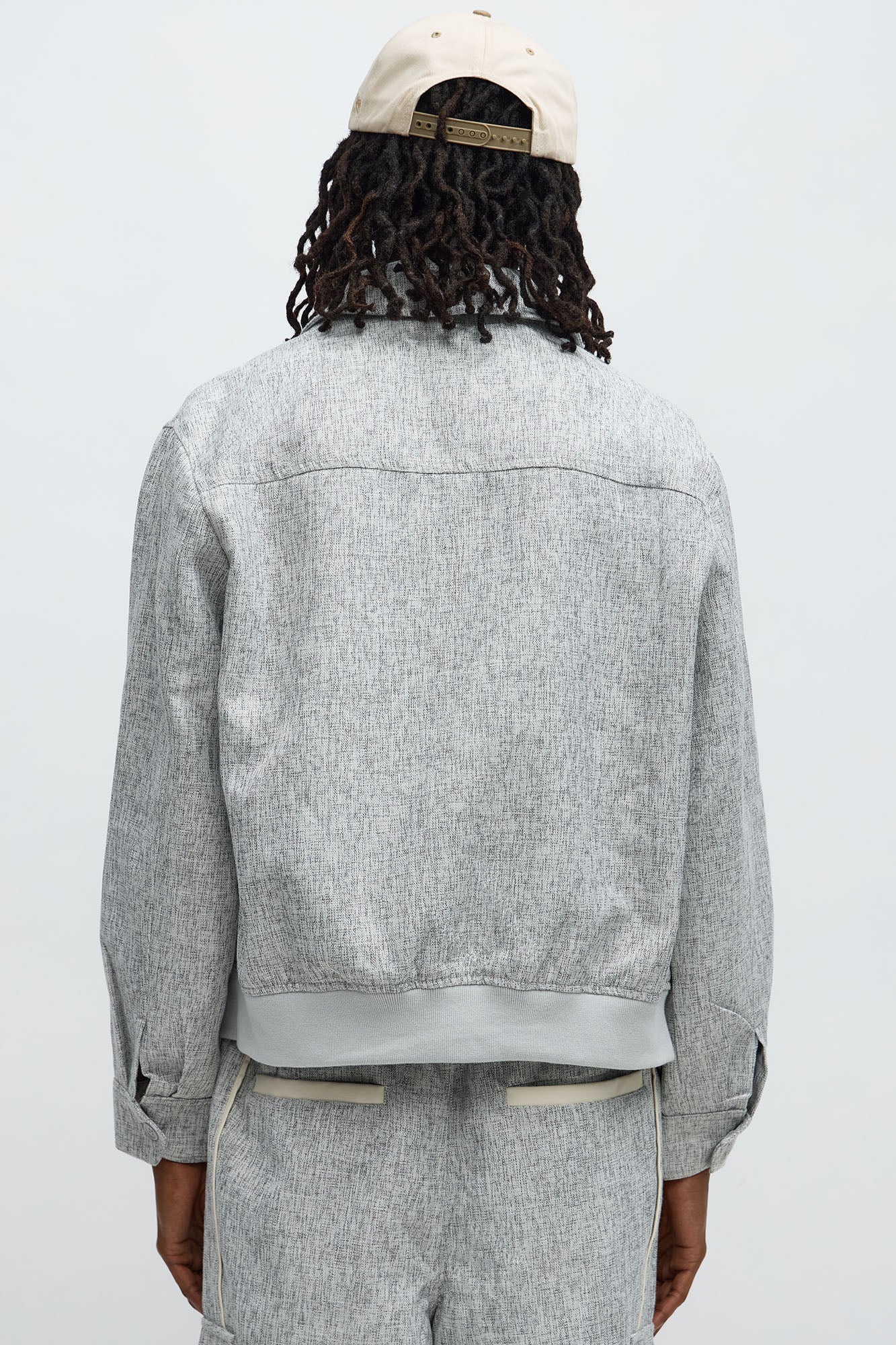 Tweed Textured Zip Jacket - Grey/combo