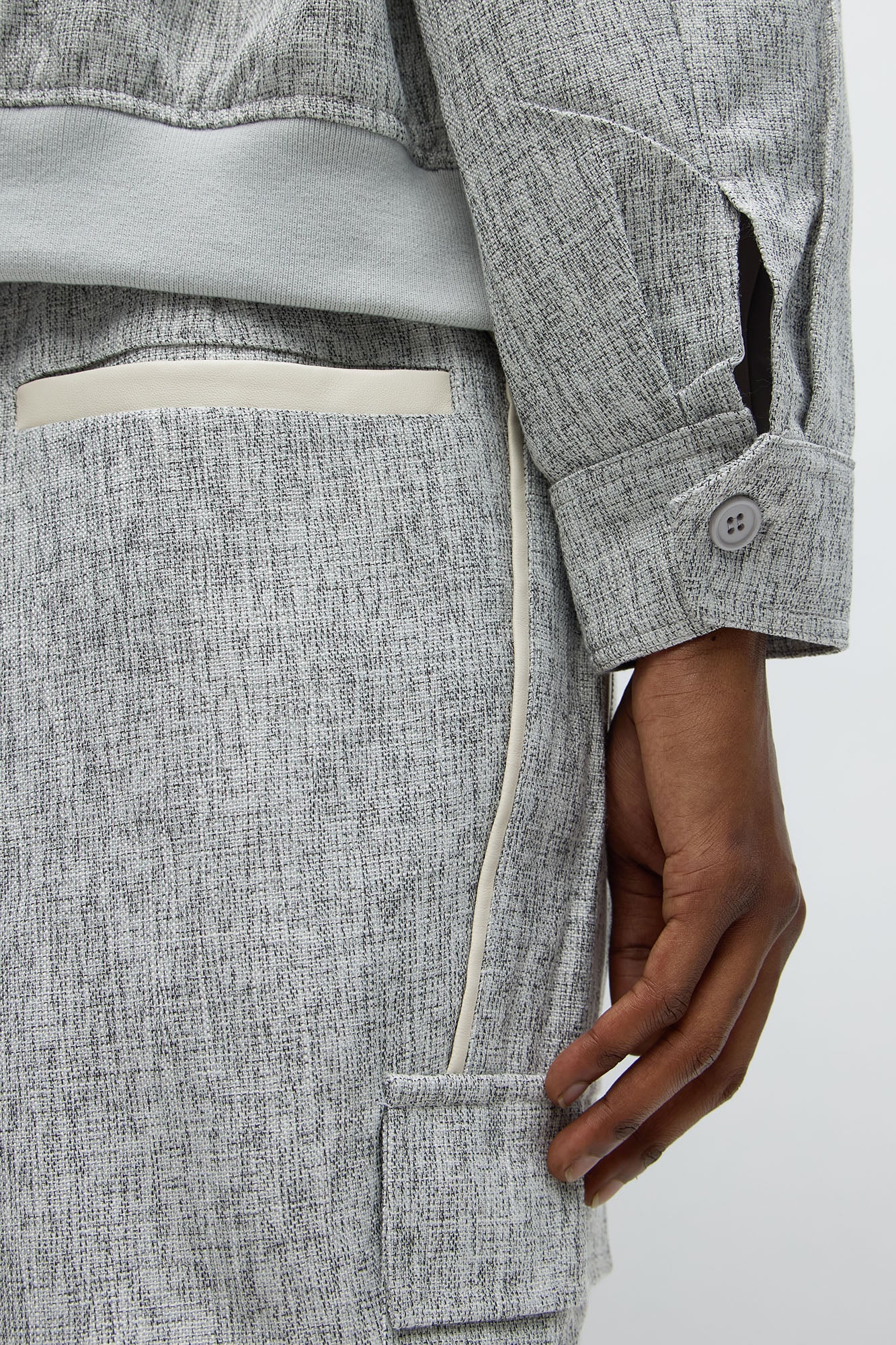 Tweed Textured Zip Jacket - Grey/combo