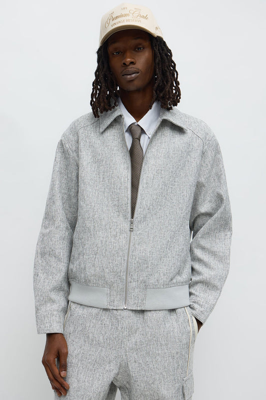 Tweed Textured Zip Jacket - Grey/combo