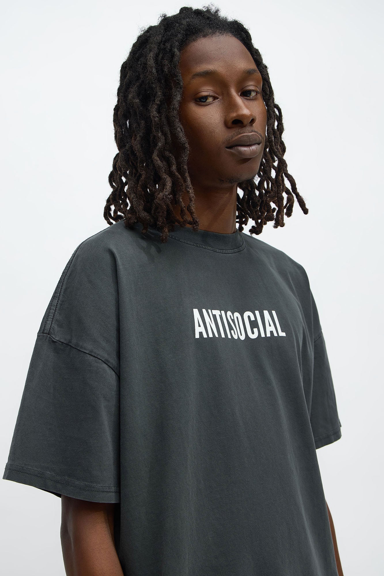Antisocial Oversized Short Sleeve Tee - Black Wash