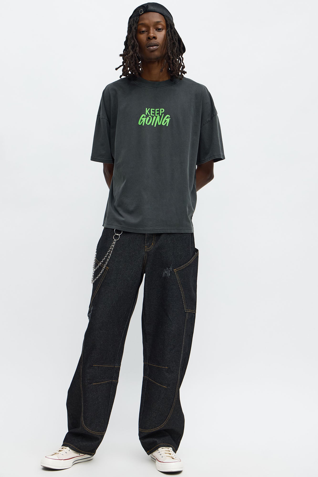 Keep Going Oversized Short Sleeve Tee - Black Wash