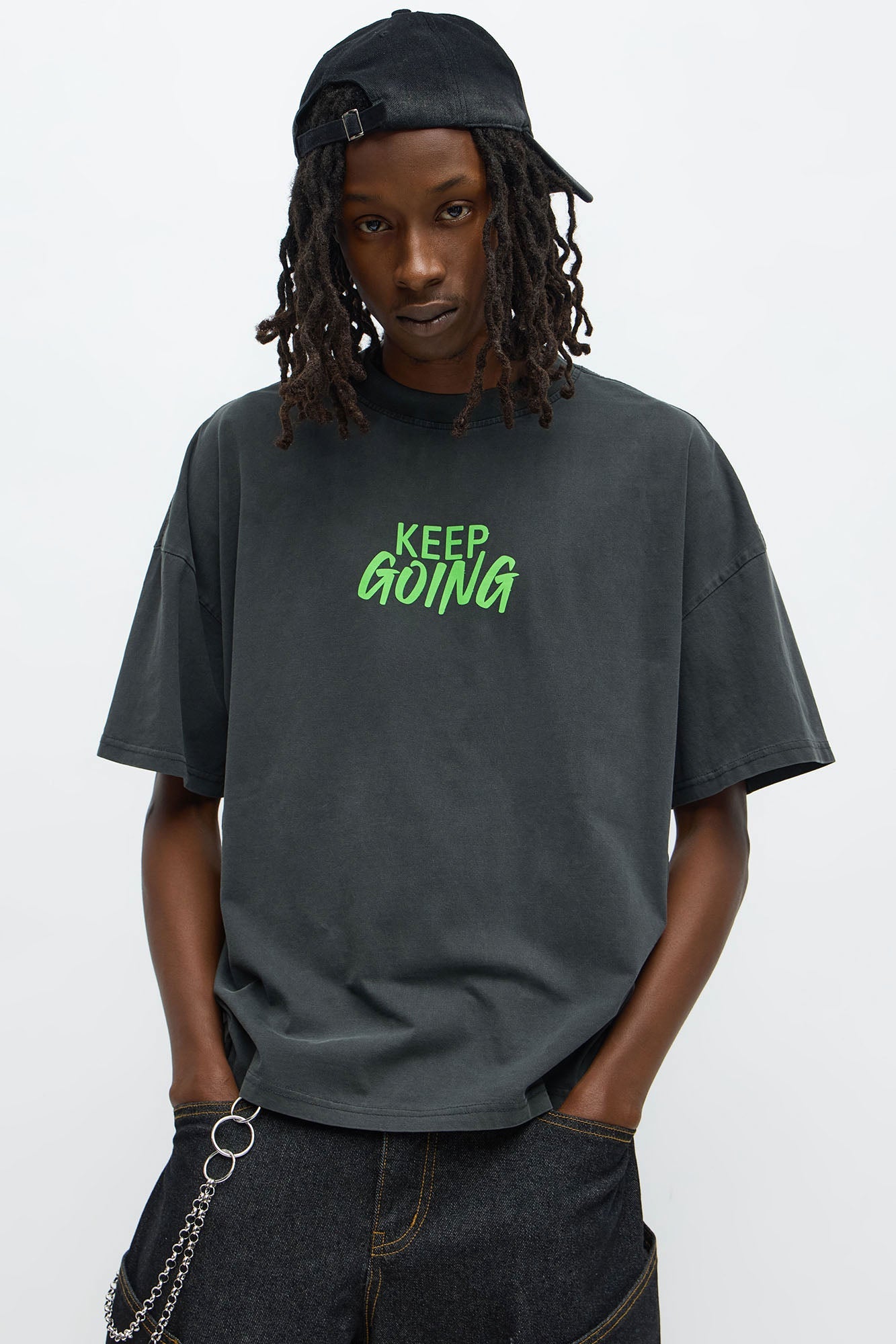 Keep Going Oversized Short Sleeve Tee - Black Wash