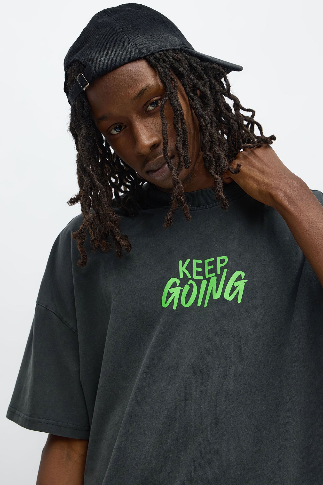 Keep Going Oversized Short Sleeve Tee - Black Wash