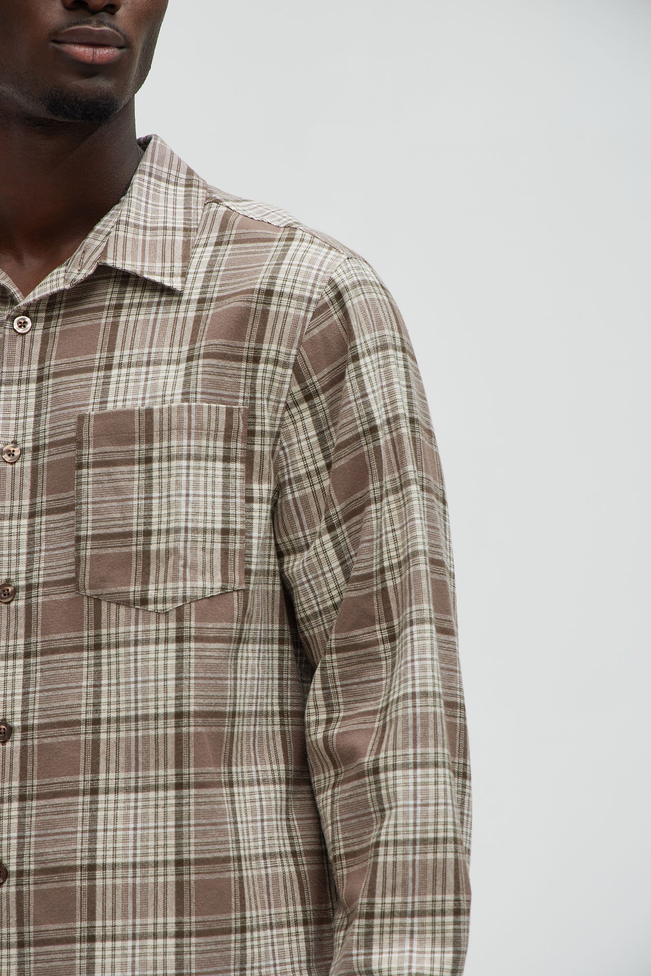 Delano Cropped Plaid Shirt - Taupe/combo