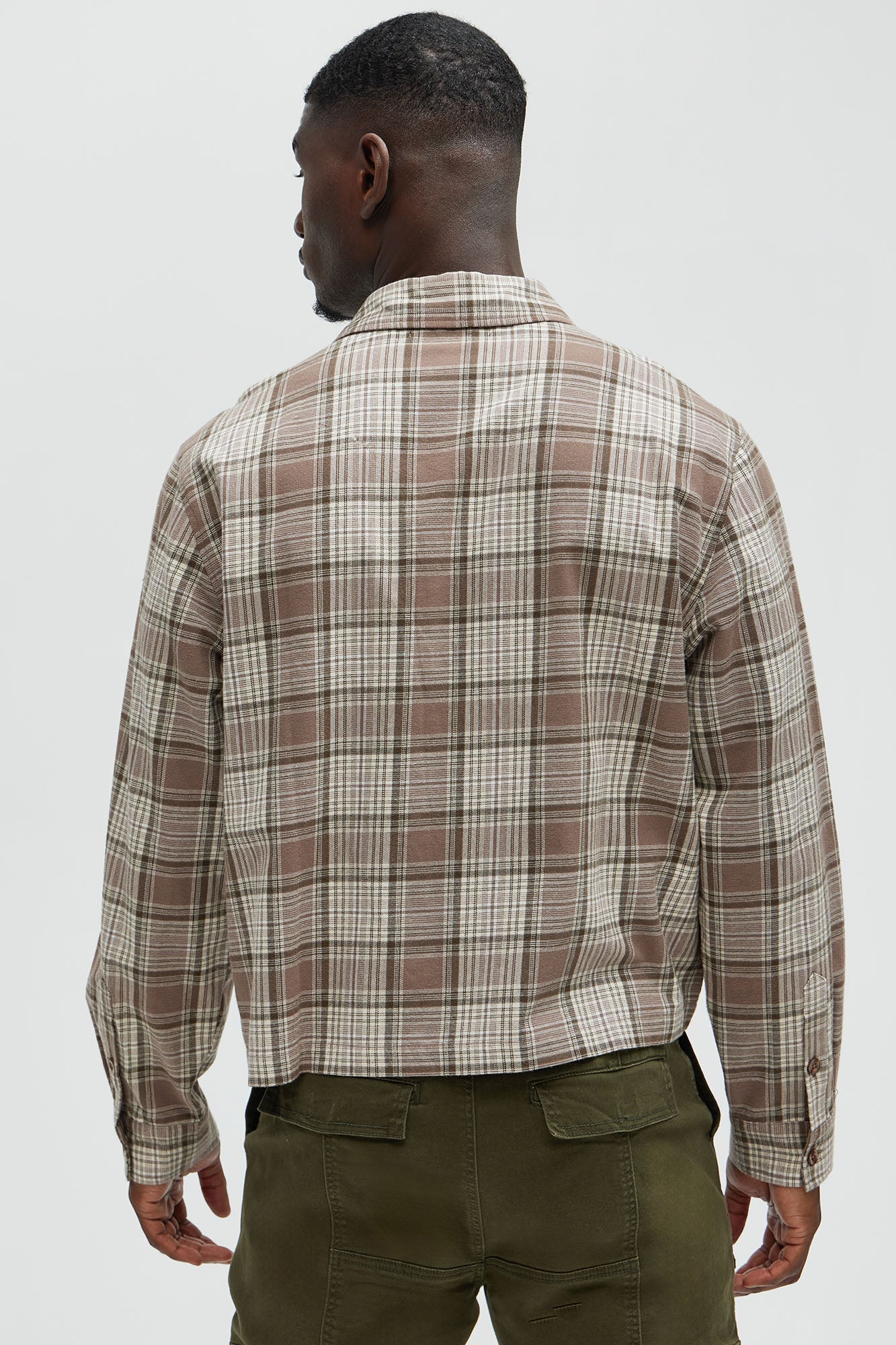 Delano Cropped Plaid Shirt - Taupe/combo