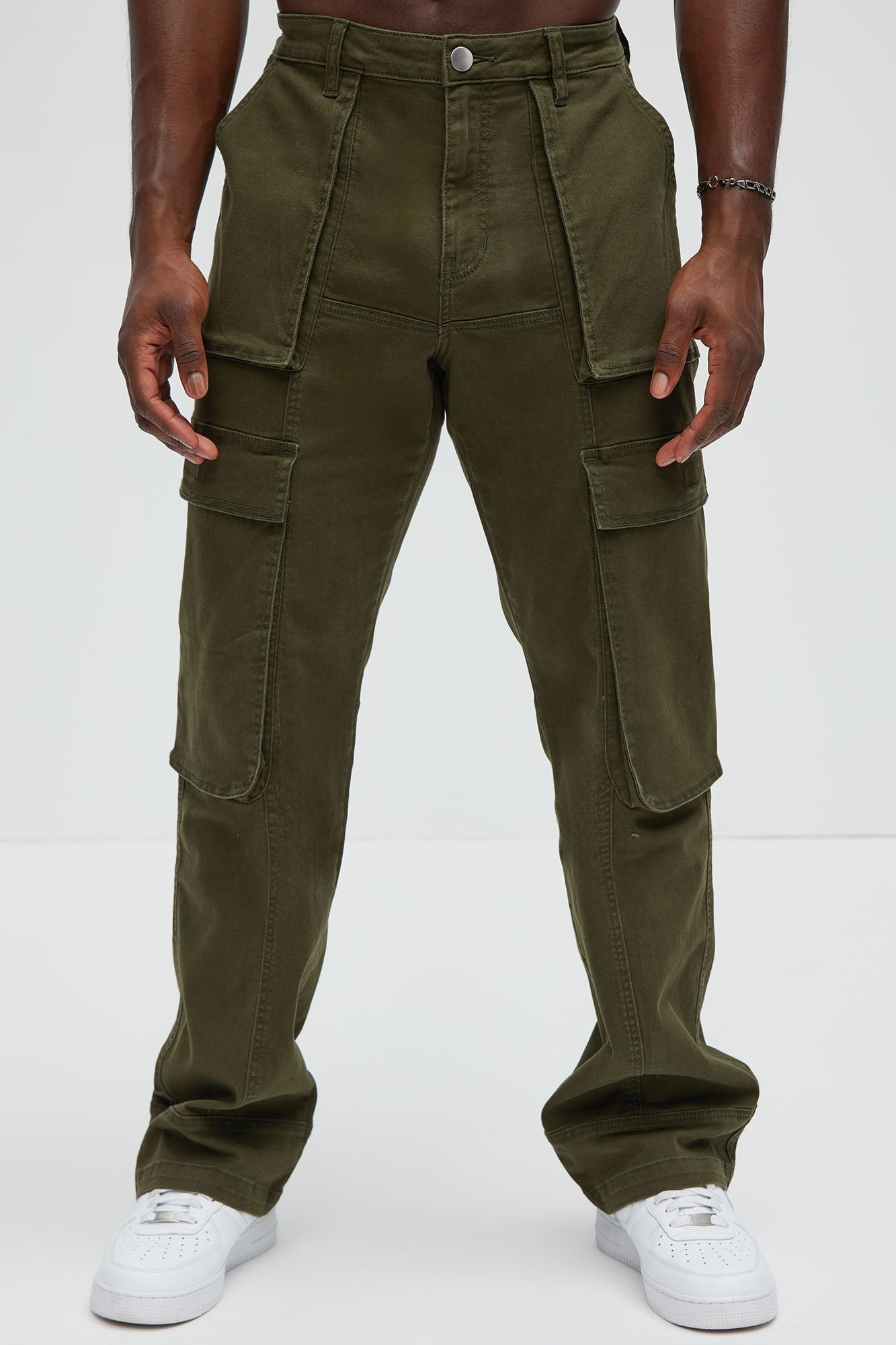 Psyche Straight Cargo Jeans - Olive