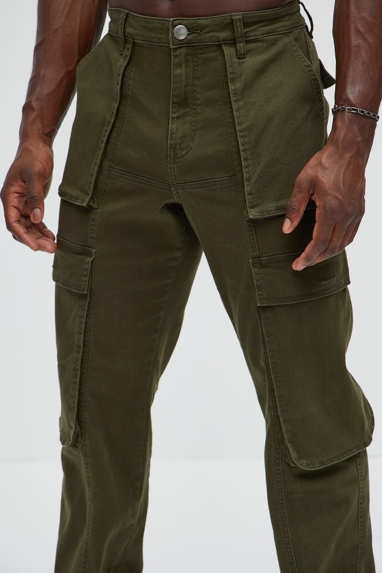 Psyche Straight Cargo Jeans - Olive