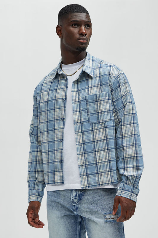 Delano Cropped Plaid Shirt - Blue/combo