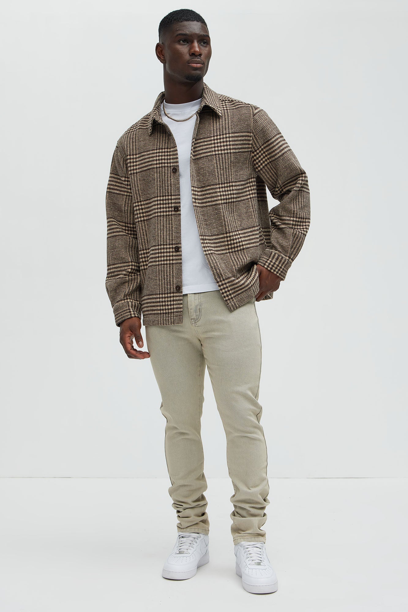 Be Forever Plaid Button Up Shirt - Brown/combo