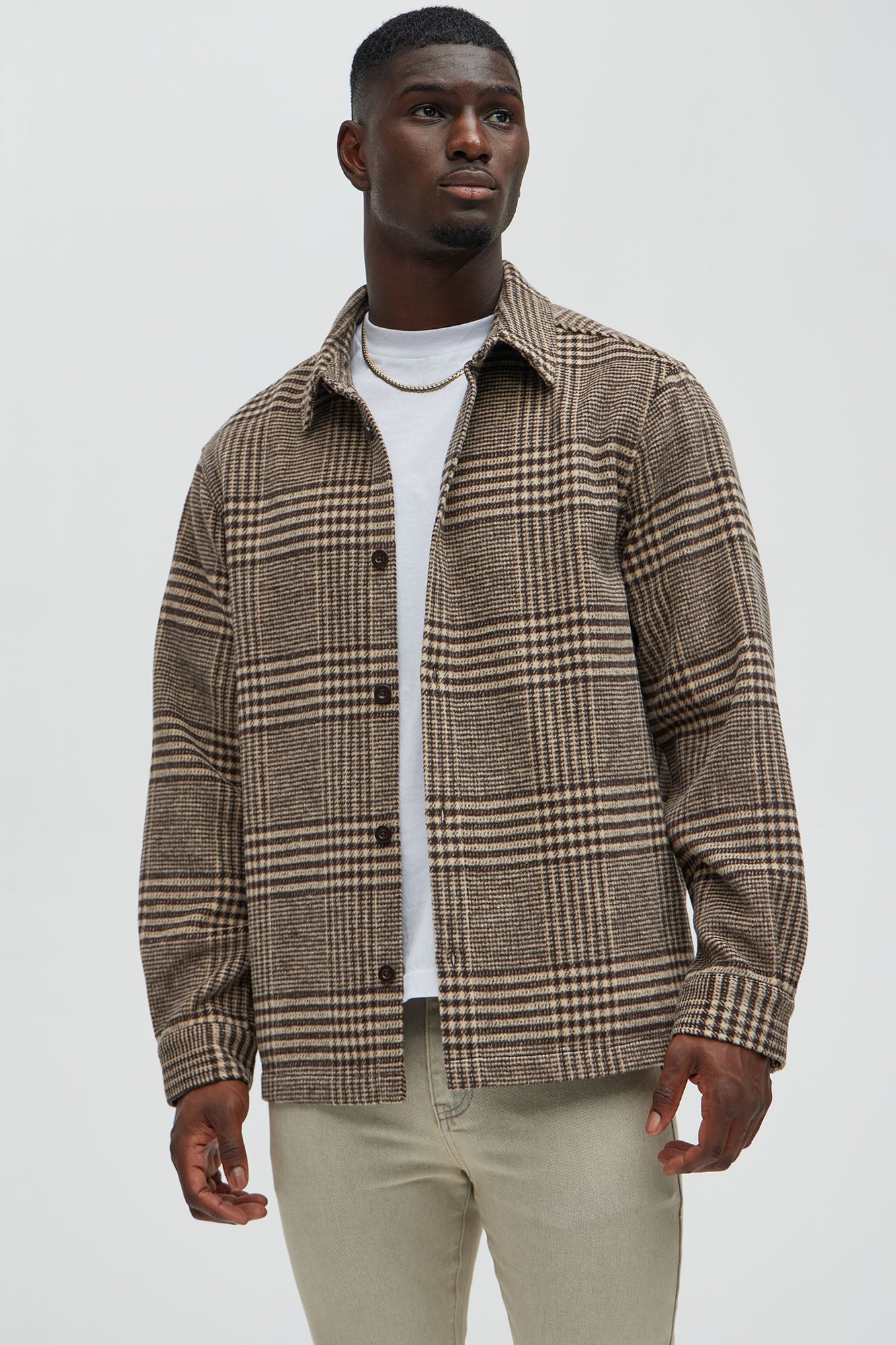 Be Forever Plaid Button Up Shirt - Brown/combo