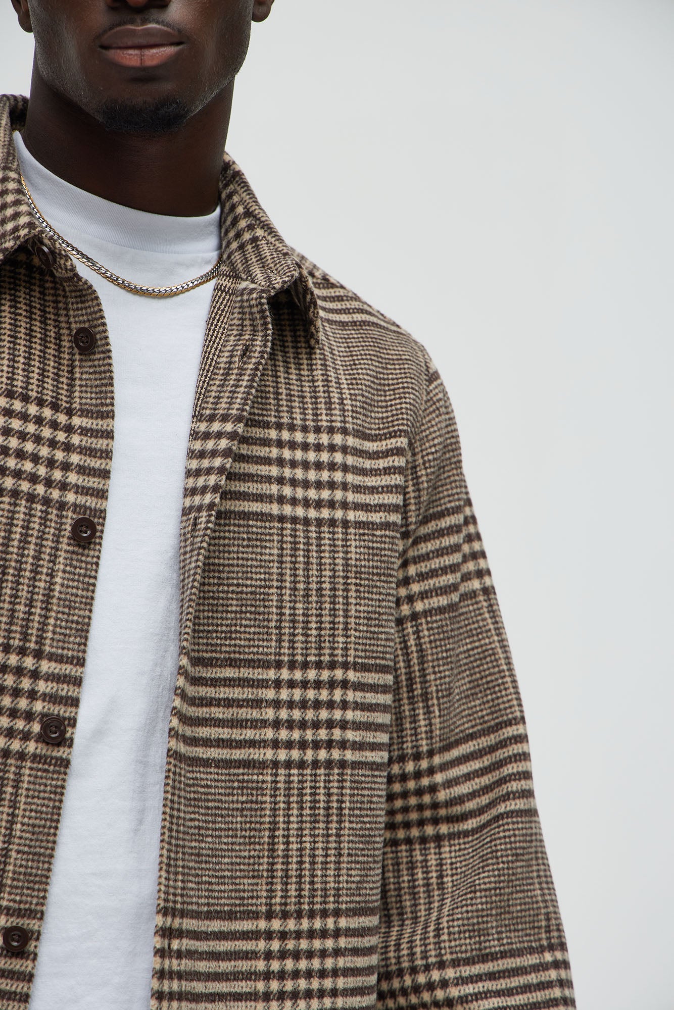 Be Forever Plaid Button Up Shirt - Brown/combo