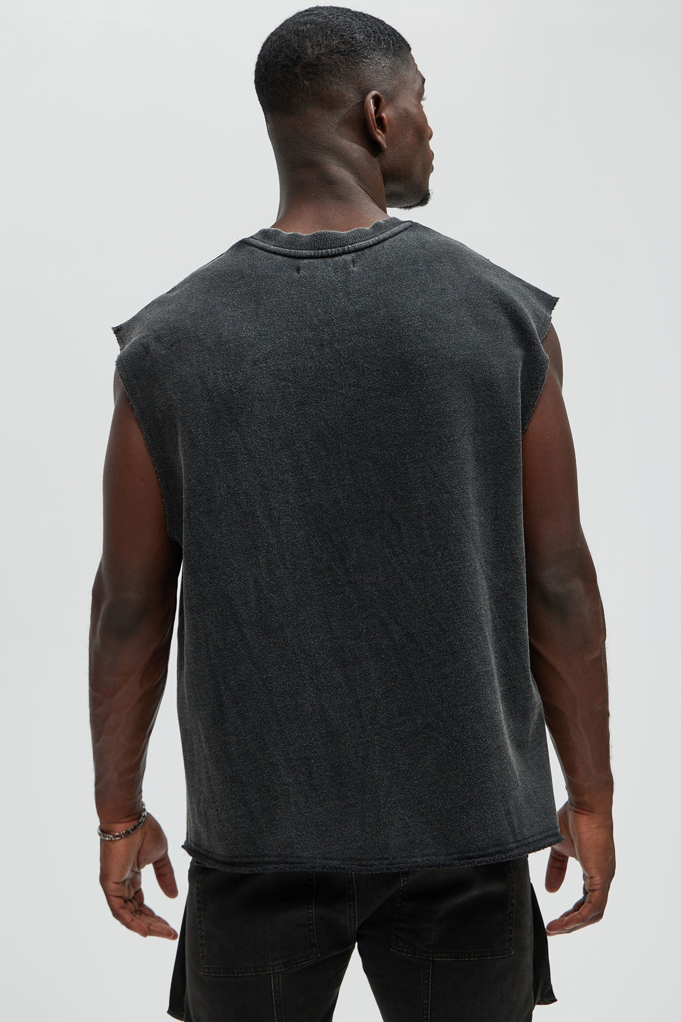 Greaser Paneled Fleece Muscle Tee - Black Wash
