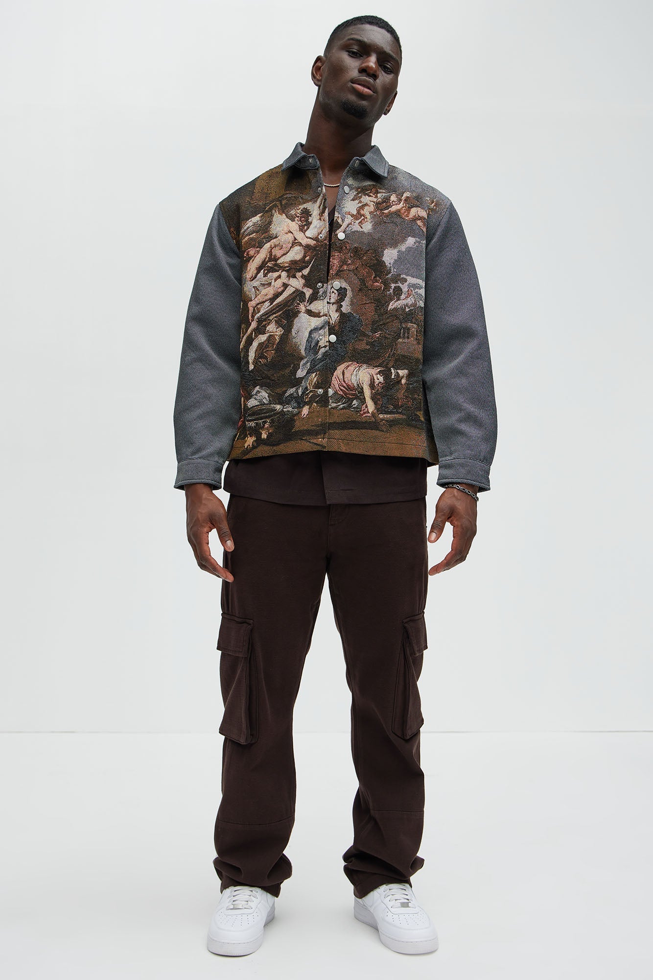 Cassiel Tapestry Cropped Button Up Shirt - Multi Color