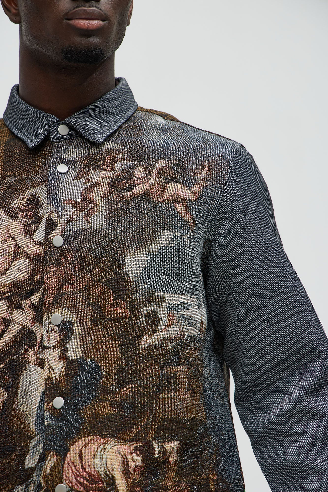 Cassiel Tapestry Cropped Button Up Shirt - Multi Color