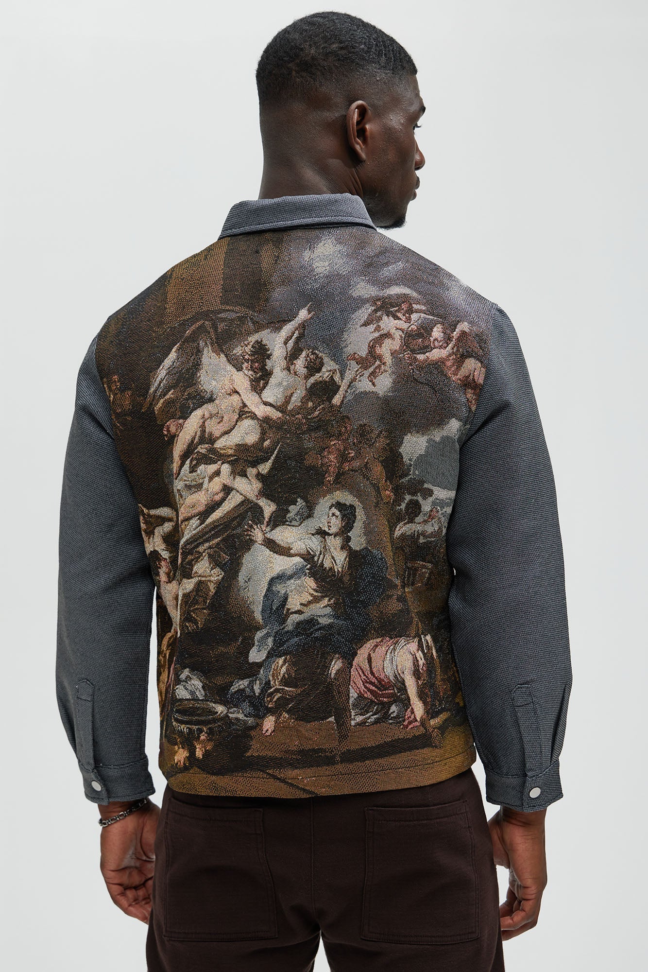 Cassiel Tapestry Cropped Button Up Shirt - Multi Color