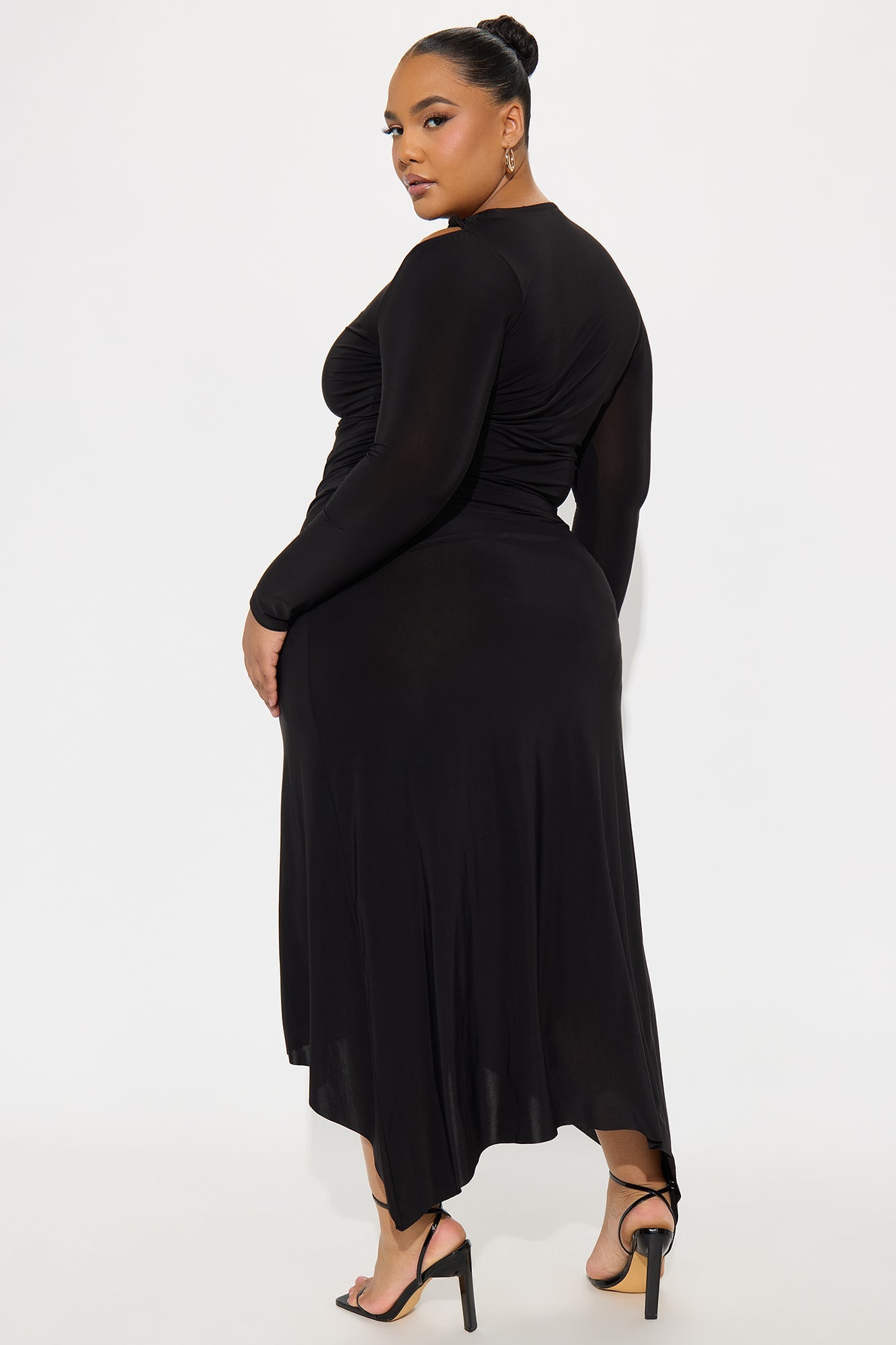 Genevieve Twist Shoulder Maxi Skirt Set - Black