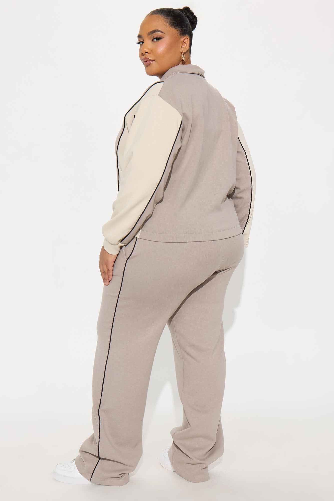 Set The Pace Ponte Track Pant Set - Taupe