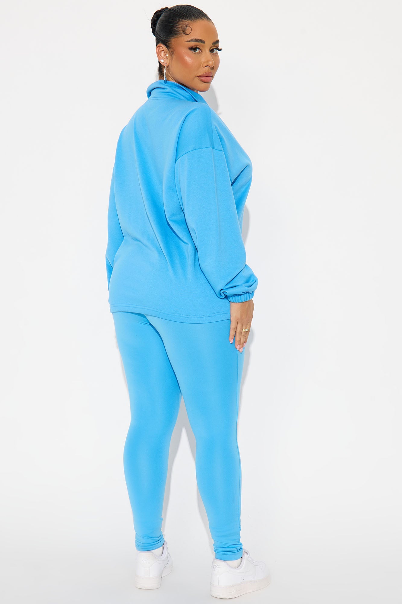 Beverly Quarter Zip Fleece Pant Set - Blue