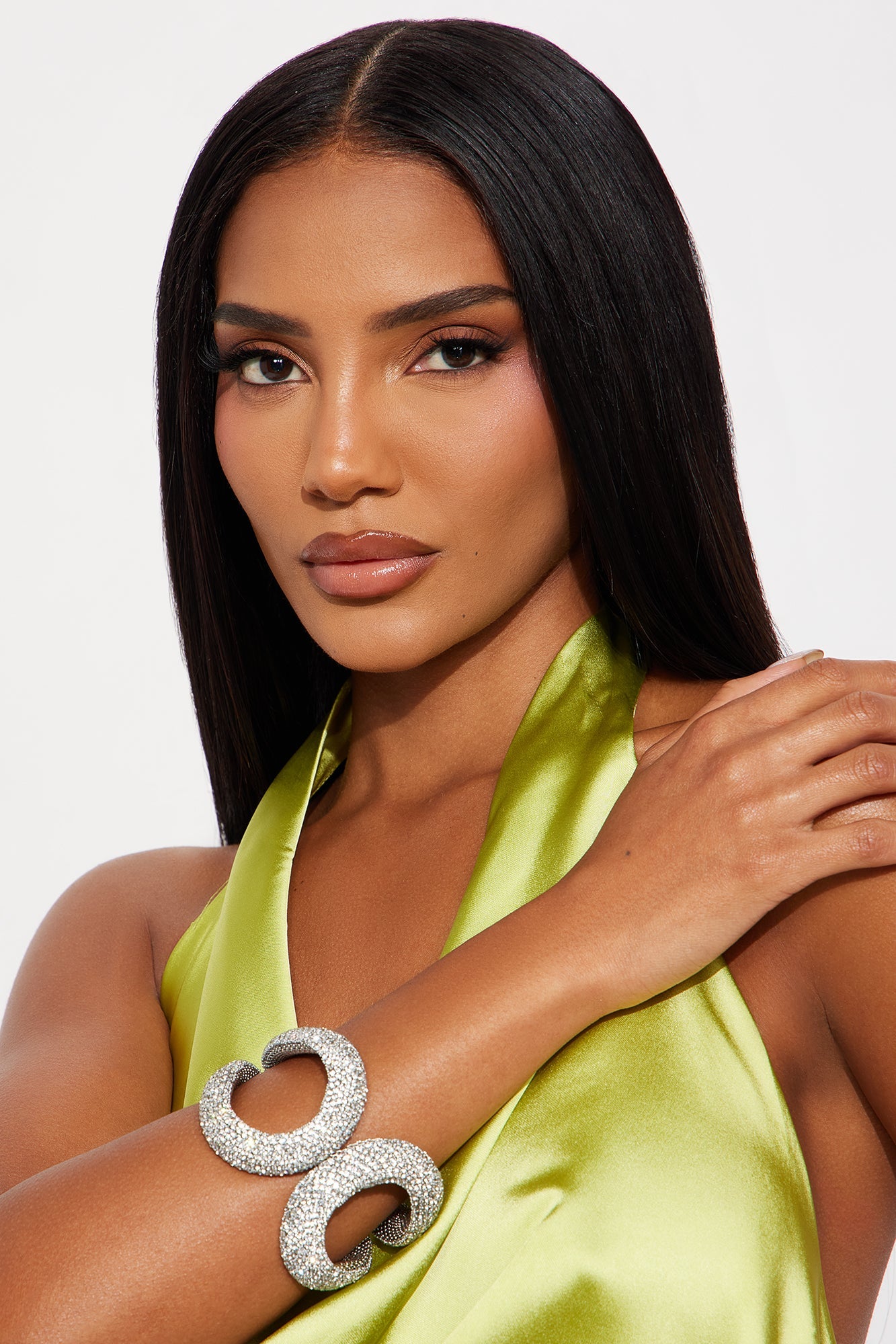 I'm Invited Rhinestone Cuff Bracelet - Silver