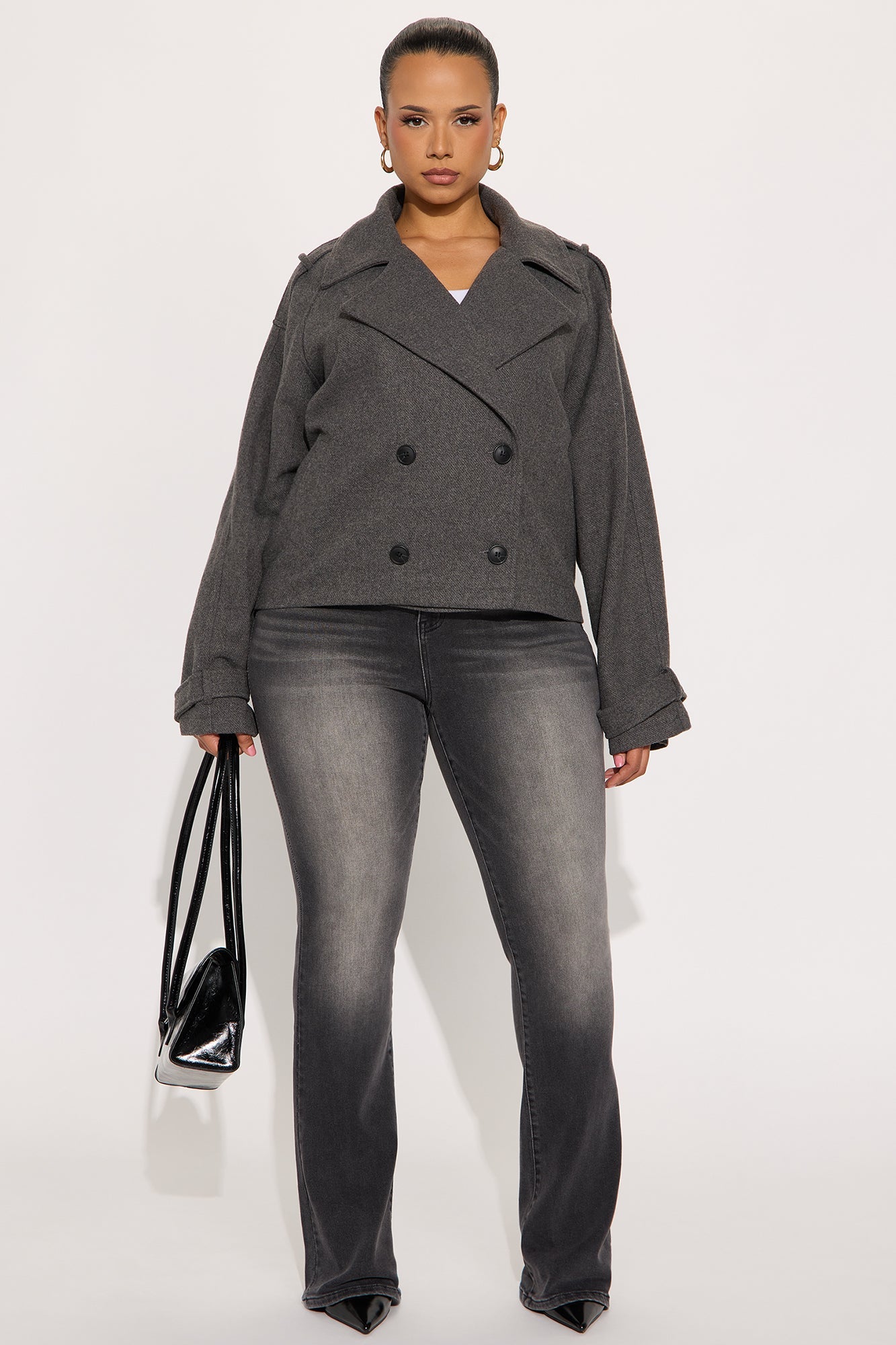 Emily Cropped Trench - Charcoal