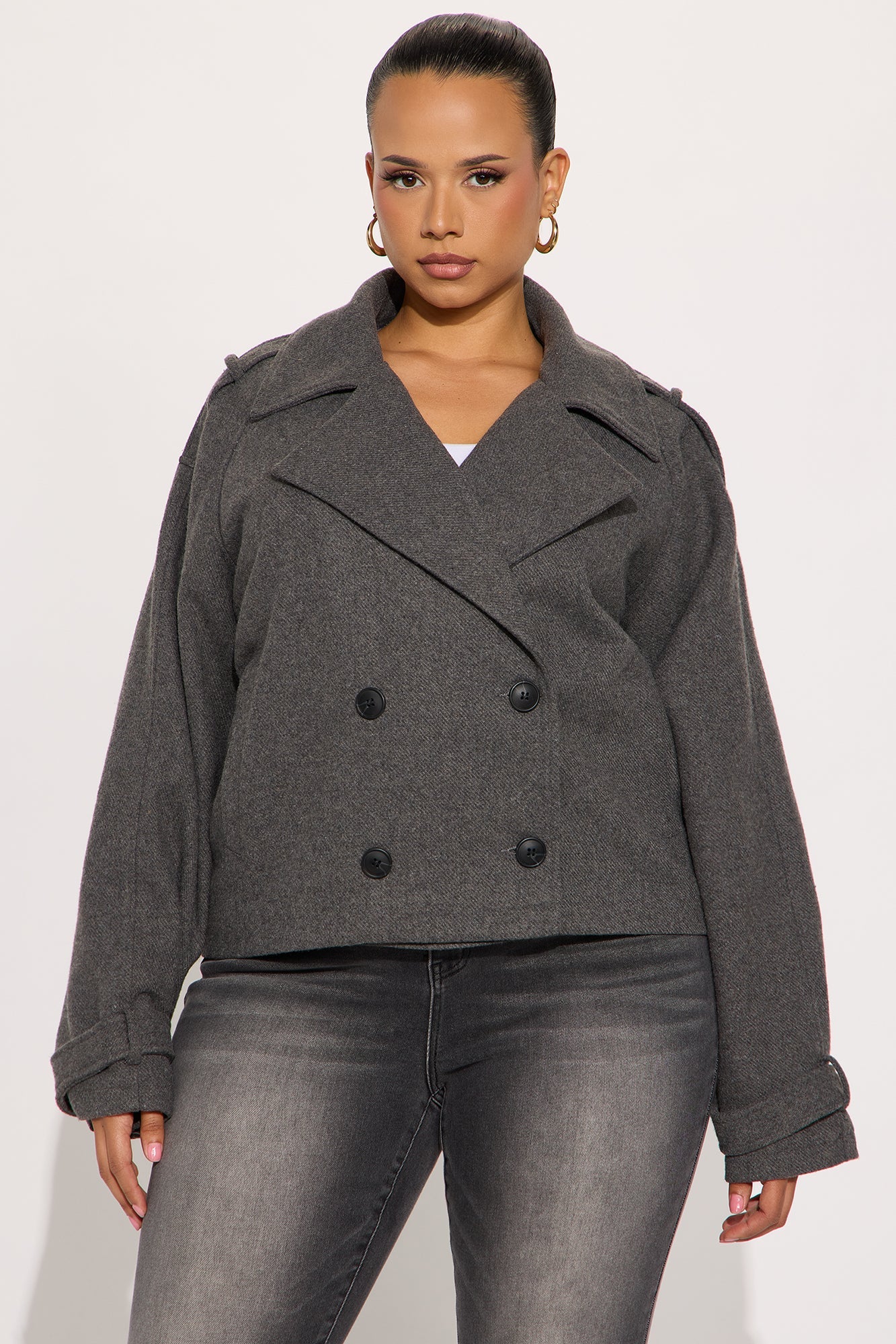 Emily Cropped Trench - Charcoal