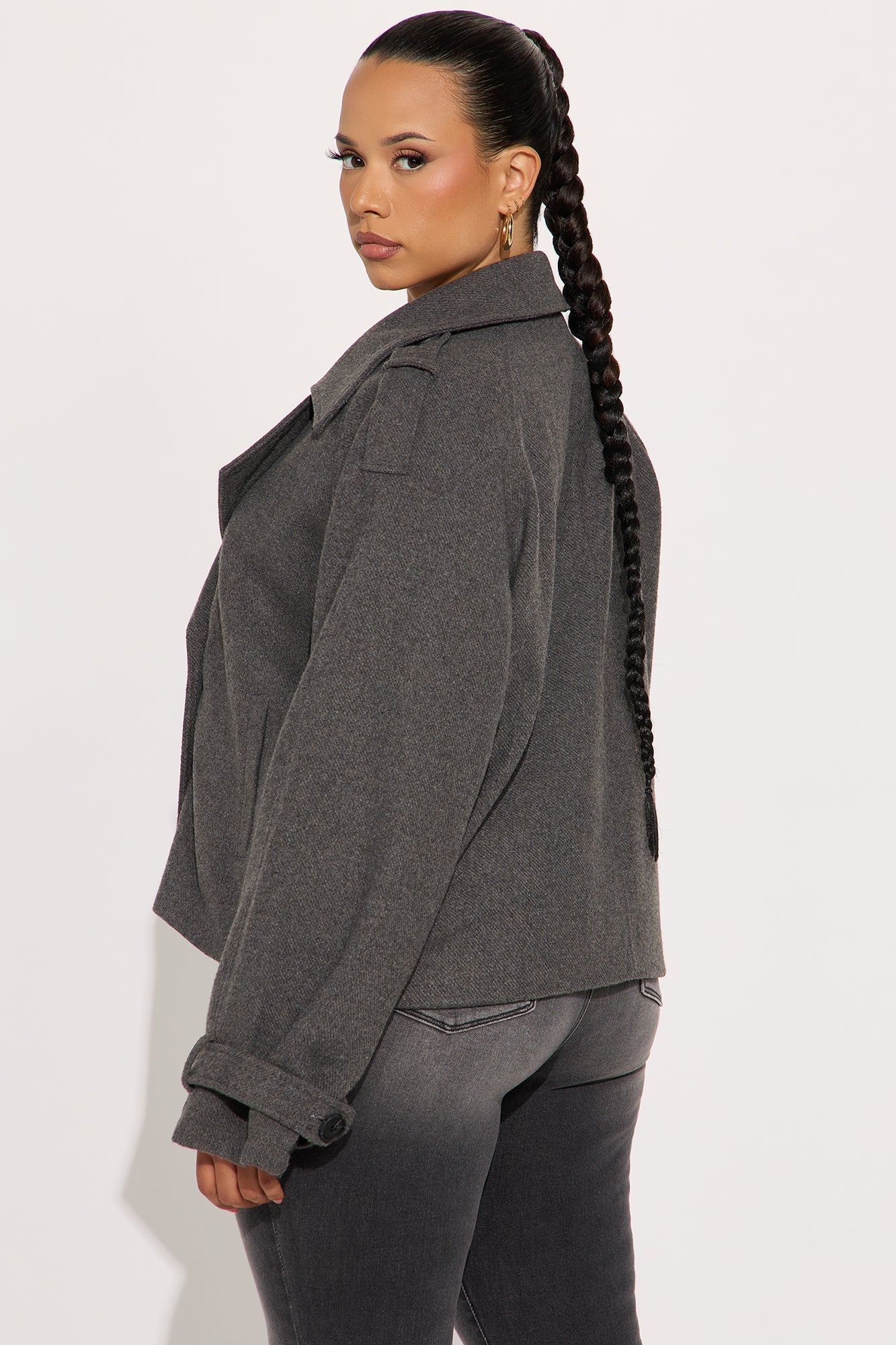 Emily Cropped Trench - Charcoal