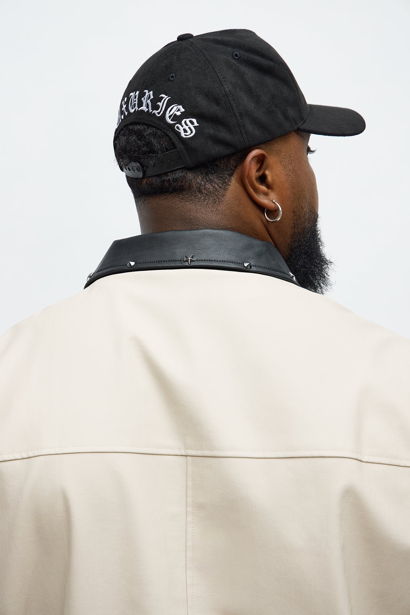 Studded Star Faux Leather Work Jacket - Taupe