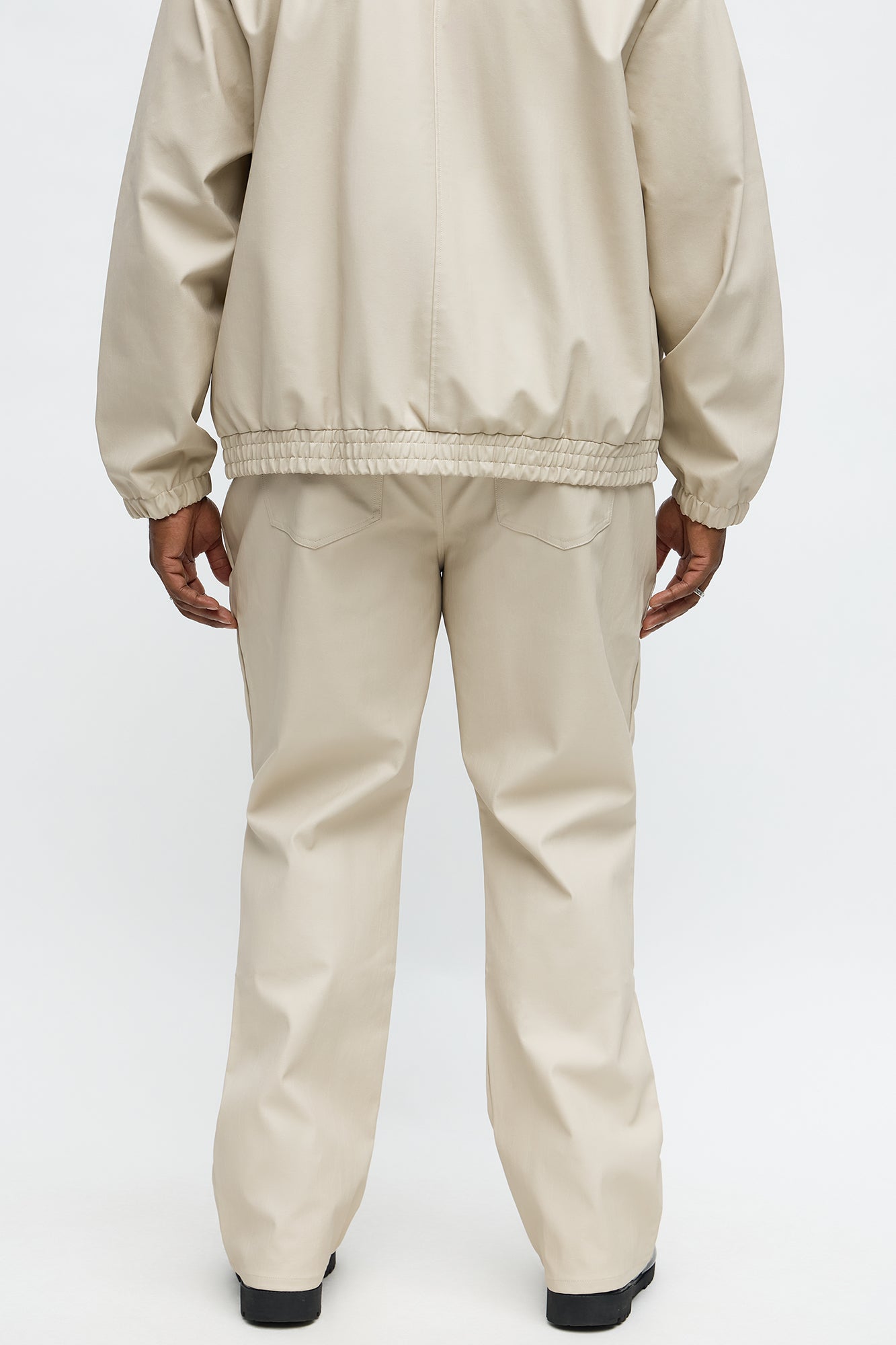 Stacked Slim Flare Studded Faux Leather Pant - Taupe