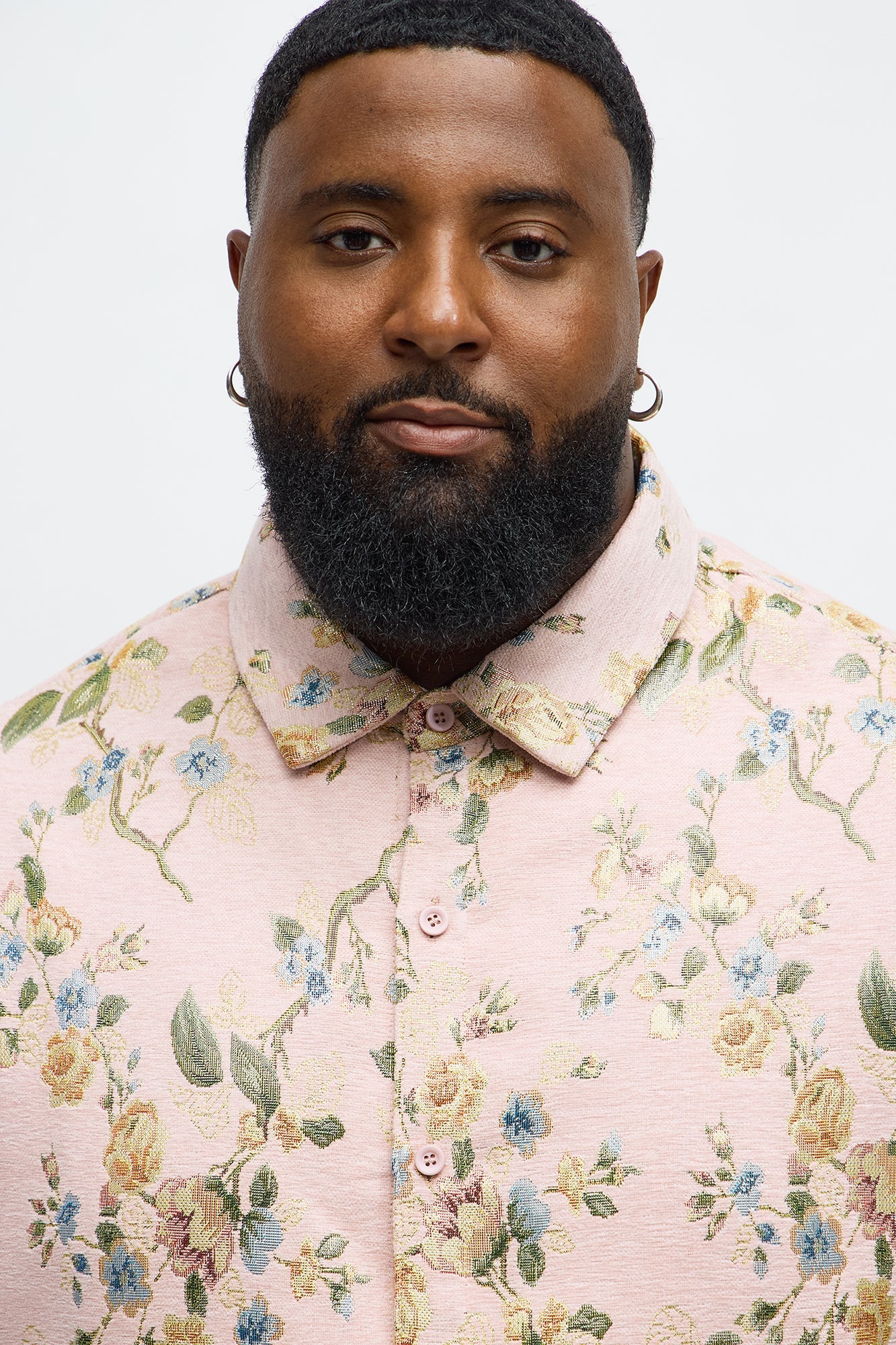 Cropped Blooming Button Up Shirt - Pink