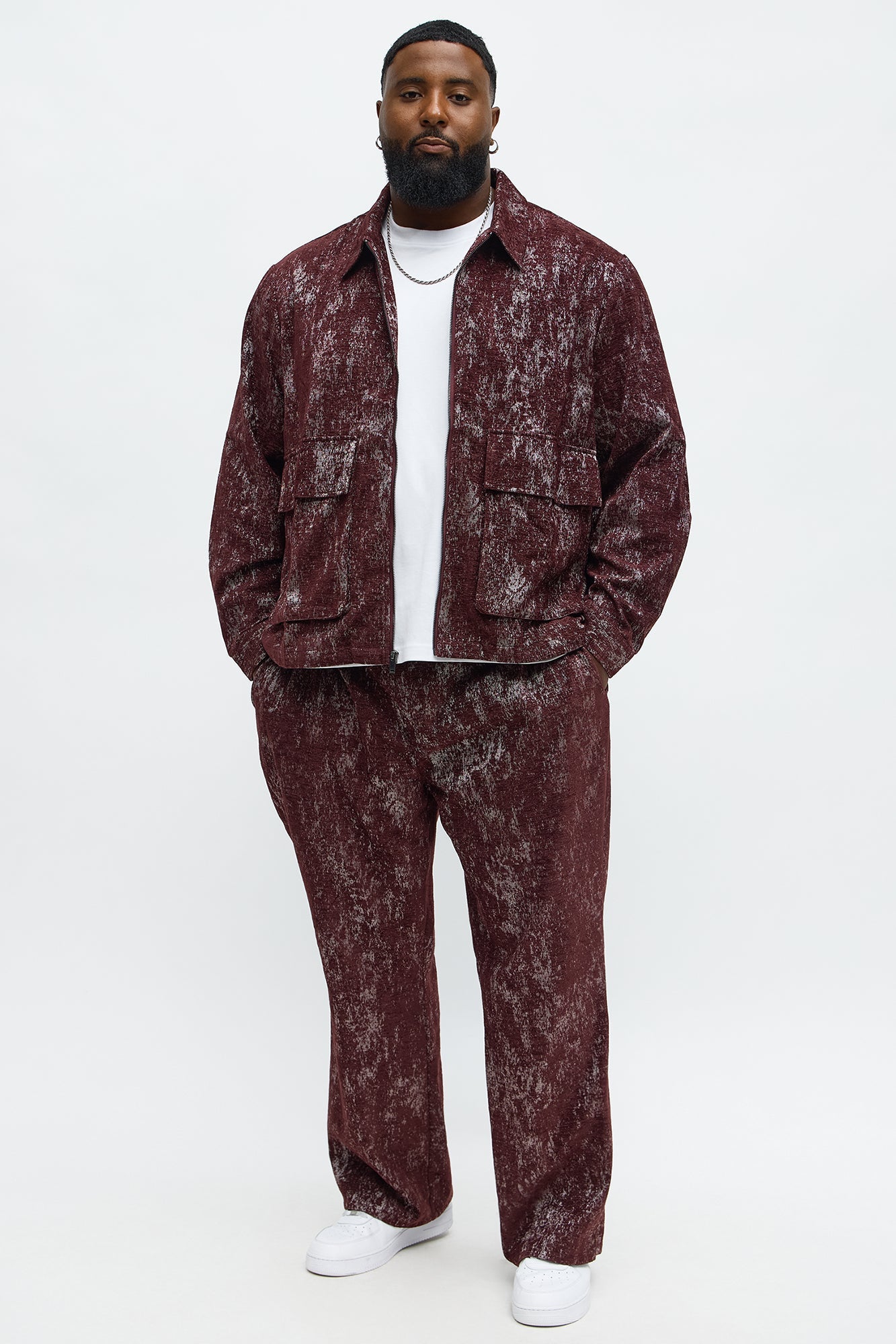 Velvet Heathered Work Jacket - Burgundy