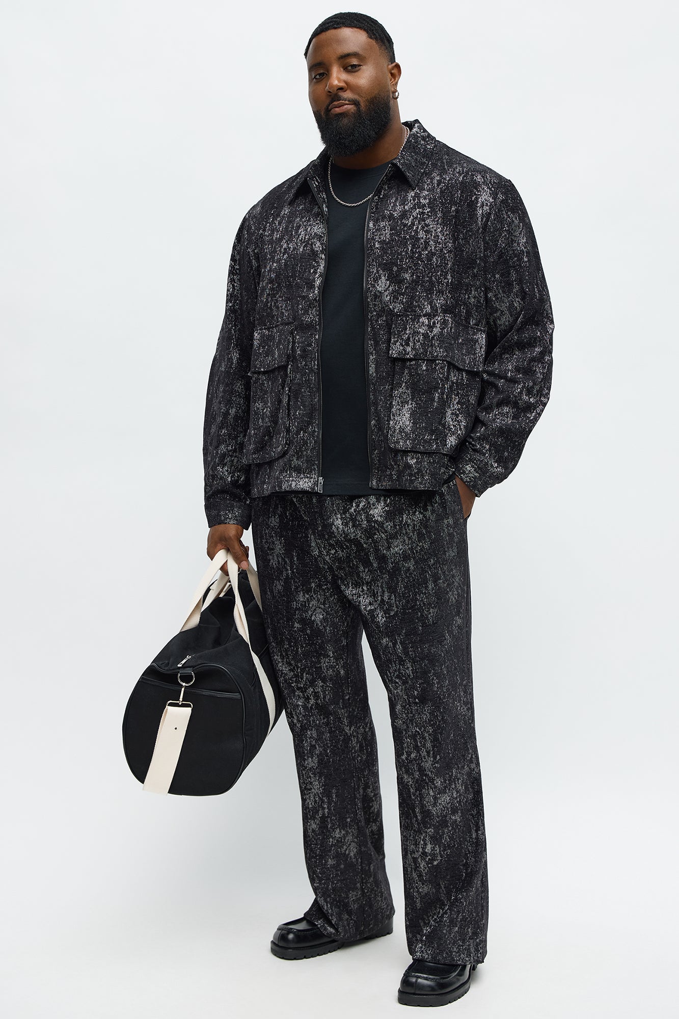 Velvet Heathered Work Jacket - Black